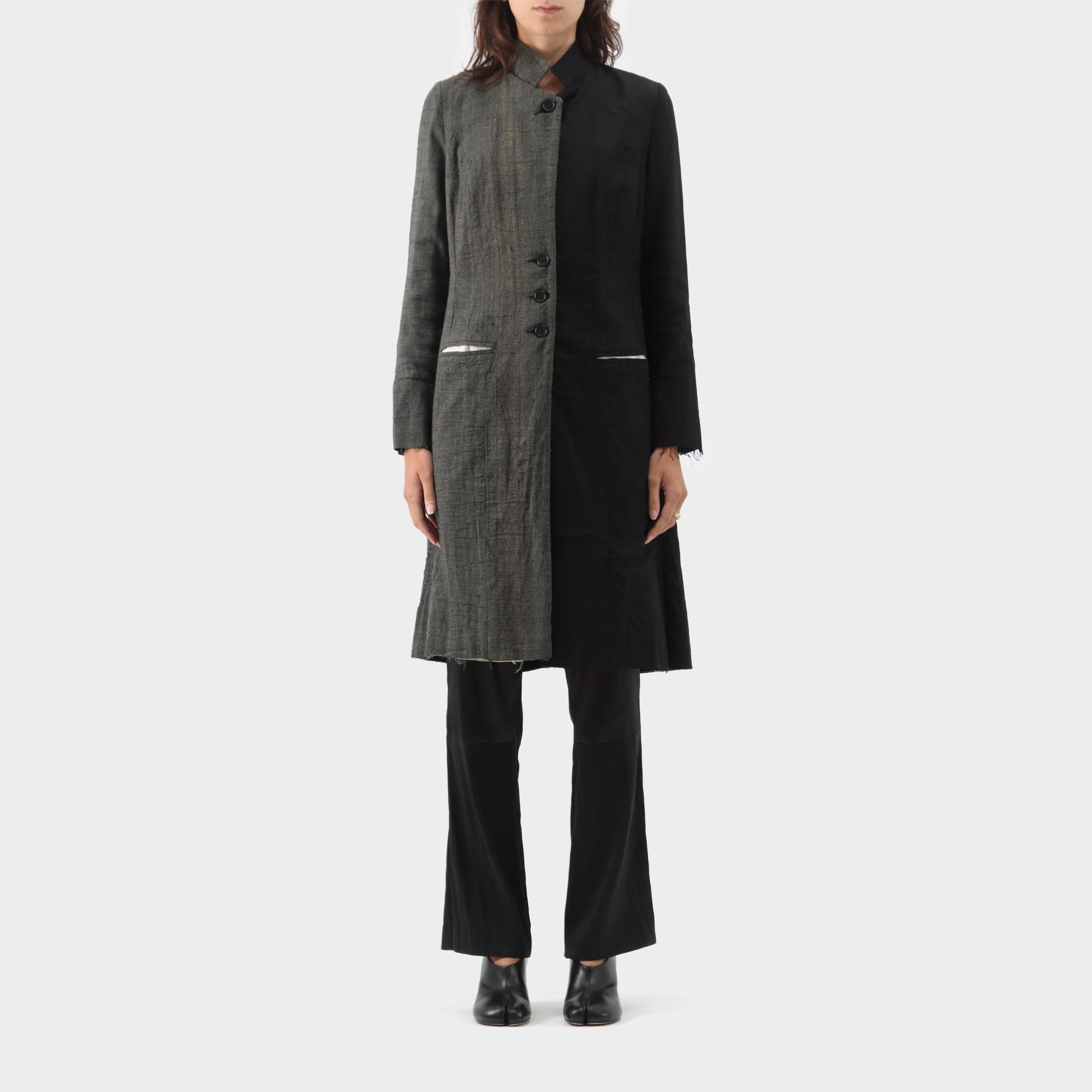 Elena Dawson Silk & Linen Two-Tone Coat