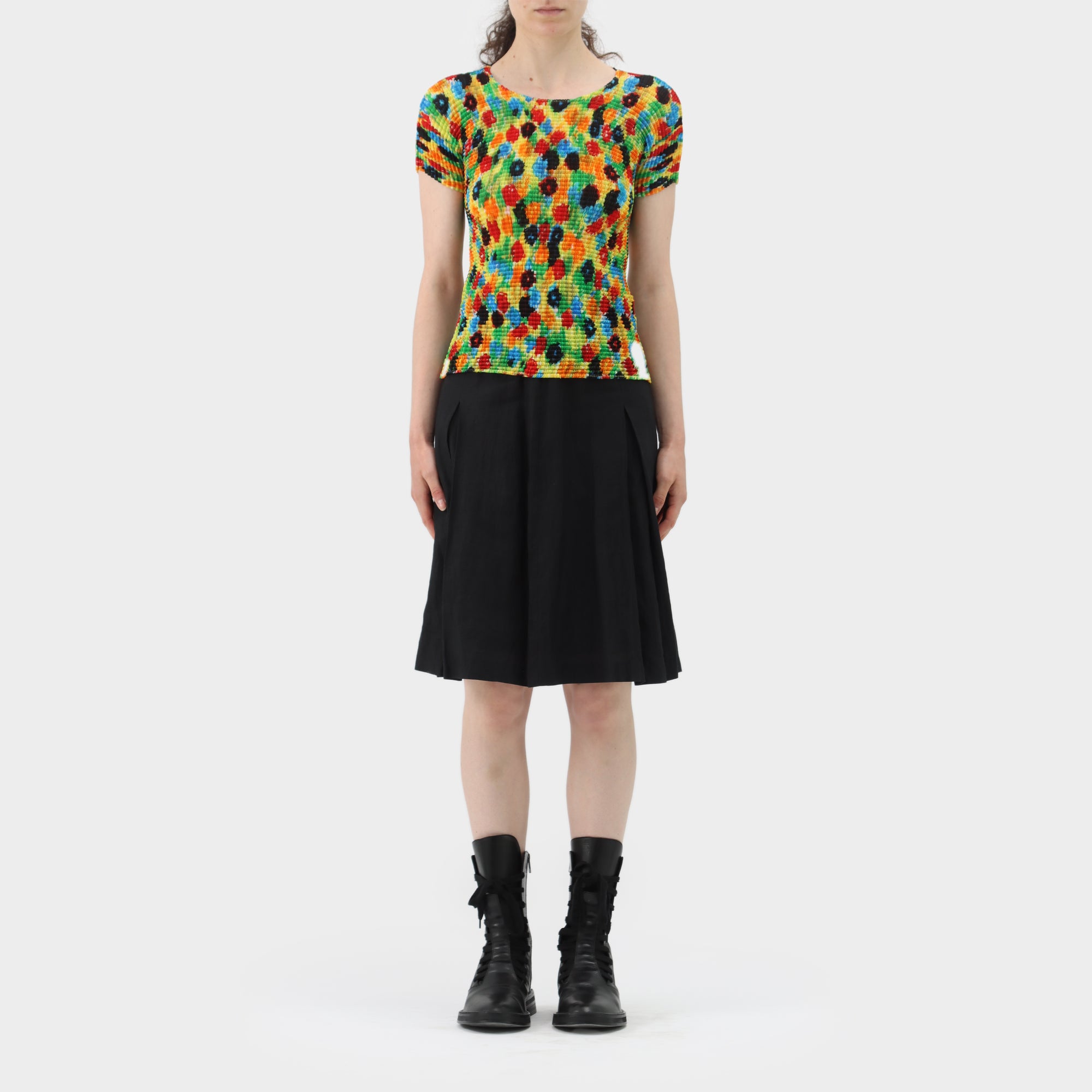 Issey Miyake Floral Box Pleat Short Sleeve Shirt