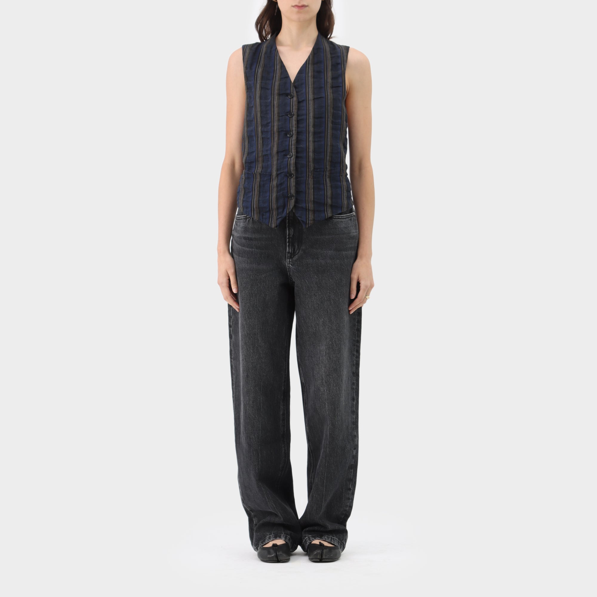 Romeo Gigli Linen/Cotton Stripe Vest