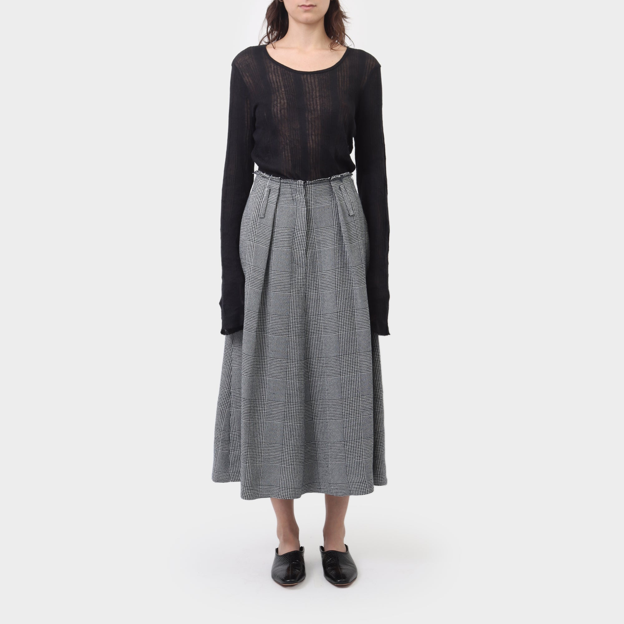 Golden Goose Deluxe Brand Distressed Houndstooth Pleated Skirt