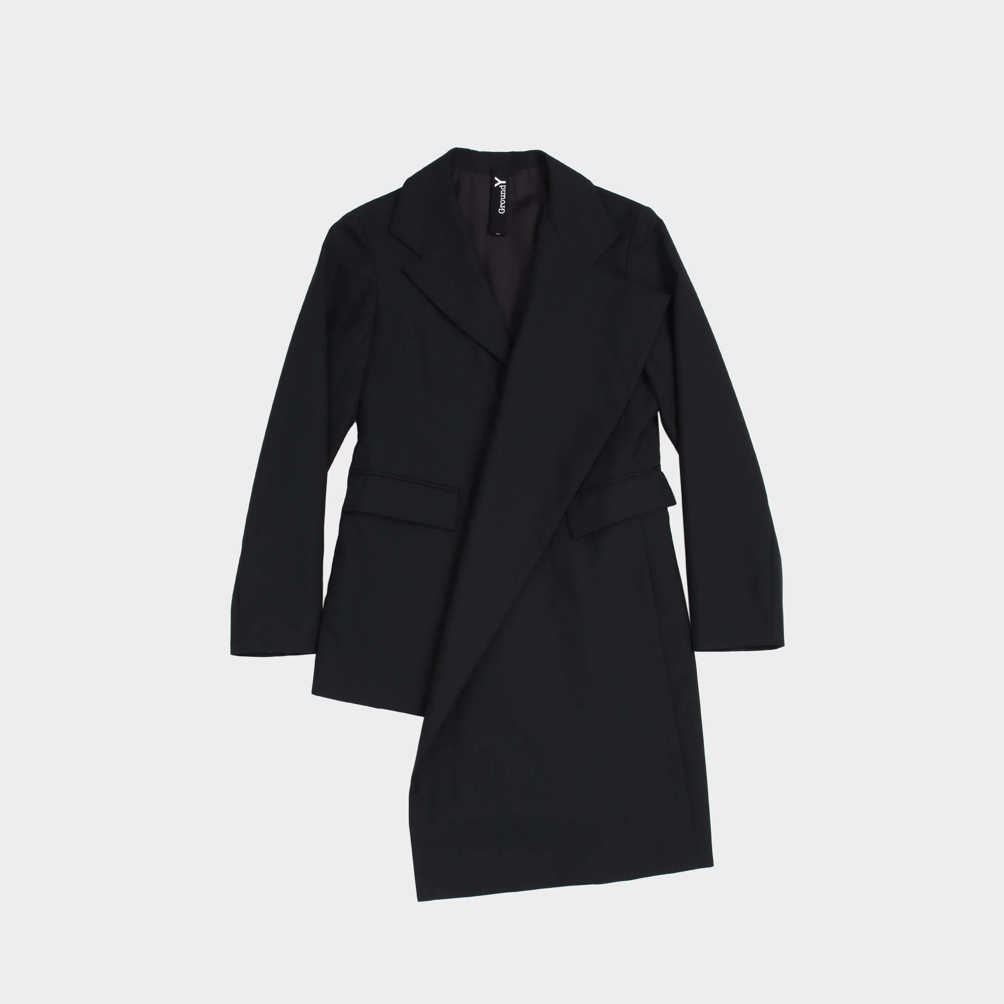 Ground Y asymmetric draped label tailored jacket