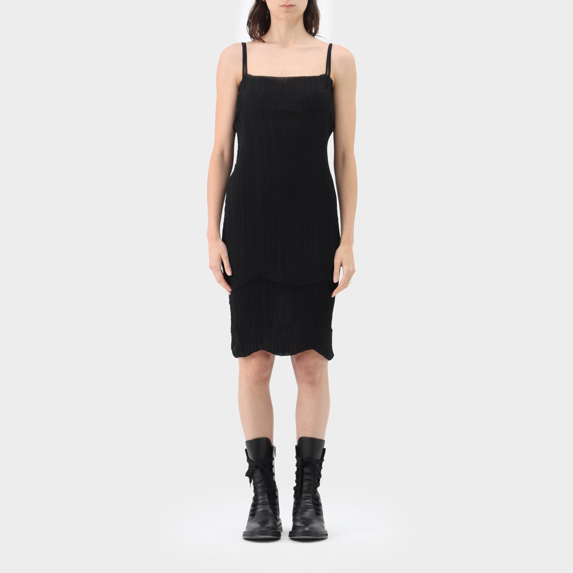 Issey Miyake Pleated Chiffon Double Layered Dress