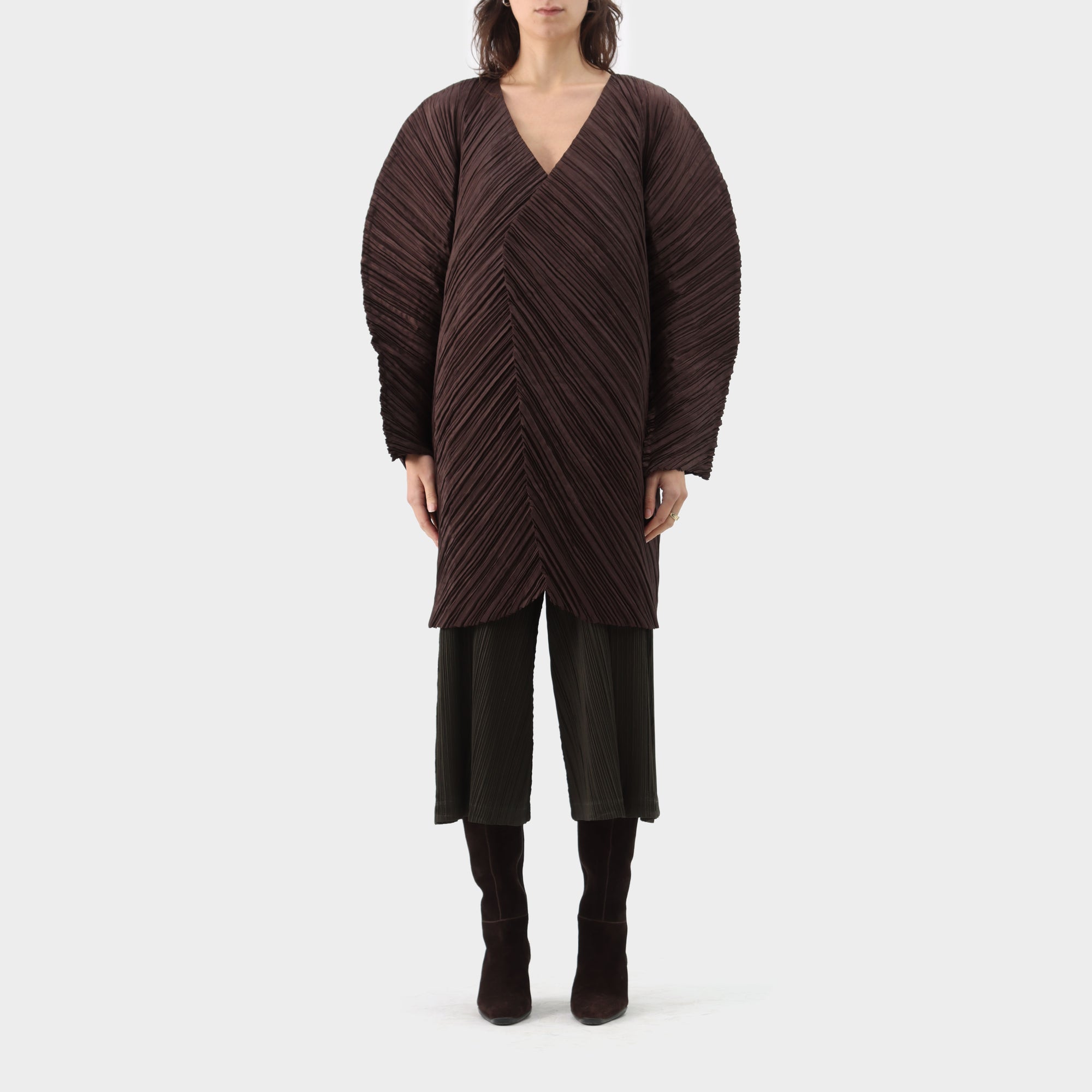Issey Miyake Sample Pleated Open Coat