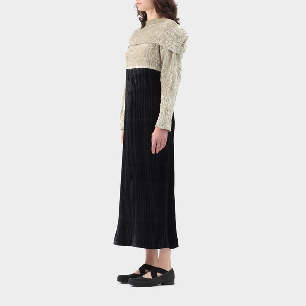 Issey Miyake Crushed Velvet Pleated Maxi Dress