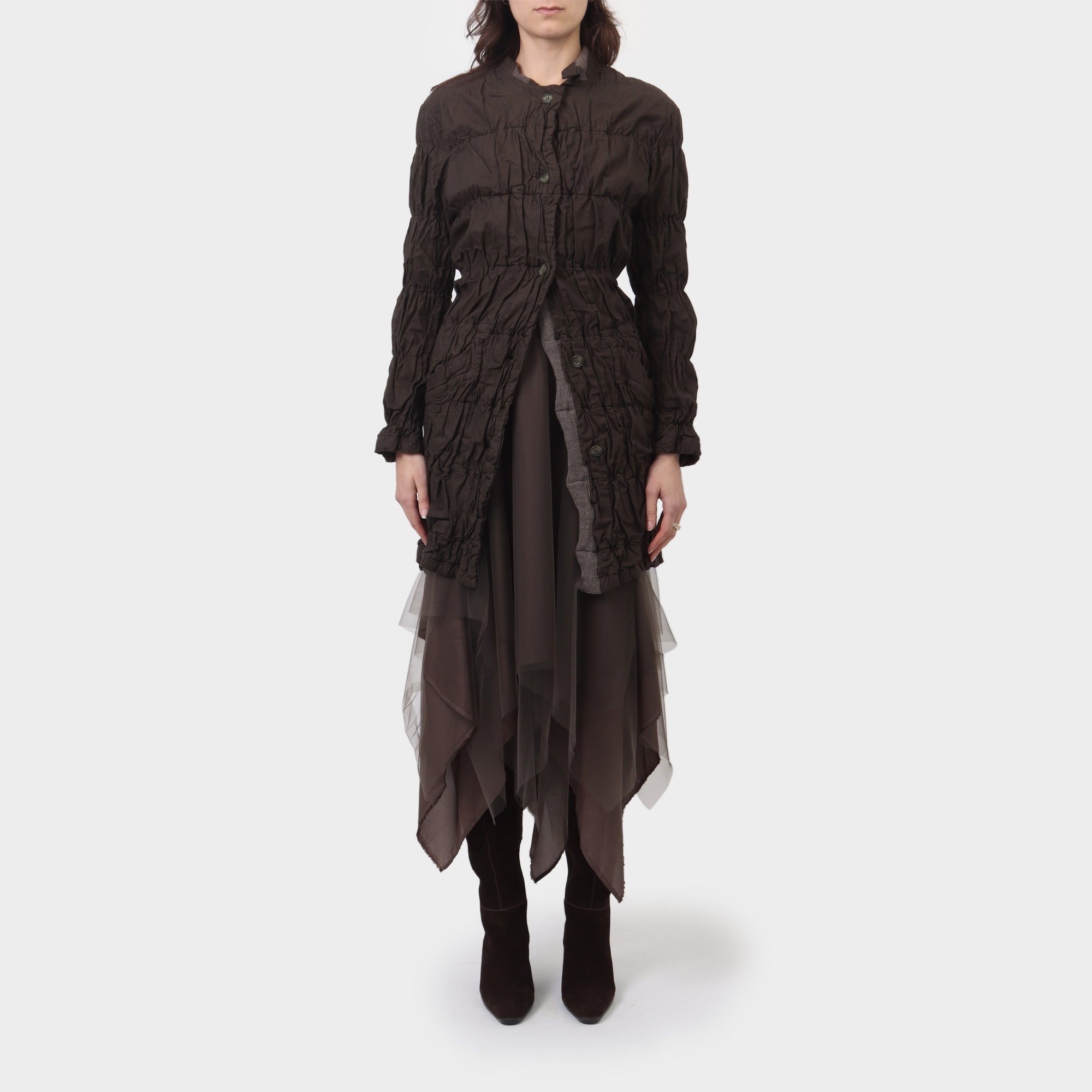 Issey Miyake Permanente Scrunch Pleat Coat