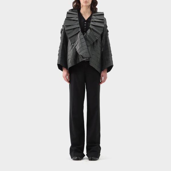 Issey Miyake Metallic Box Pleat Open Jacket