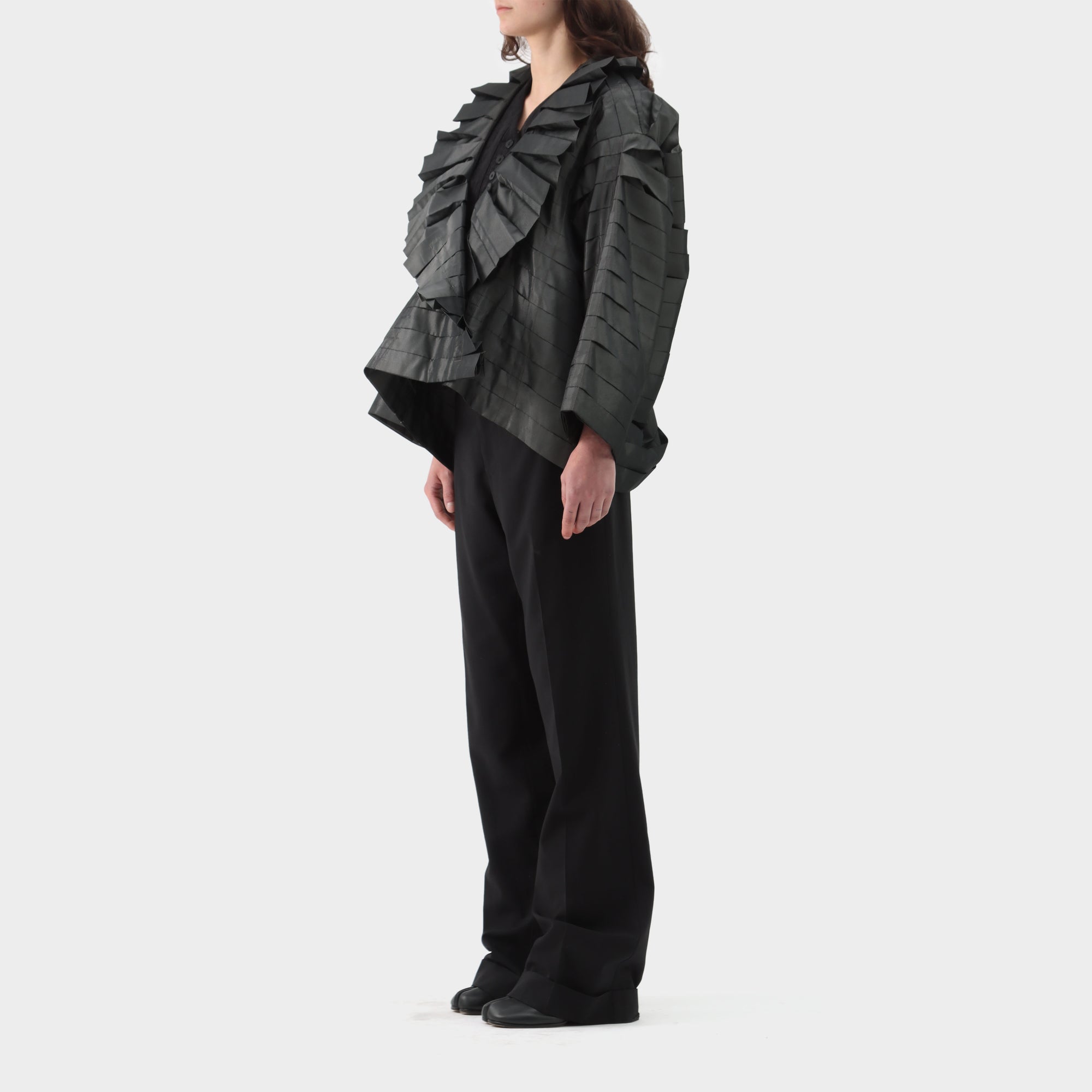 Issey Miyake Metallic Box Pleat Open Jacket