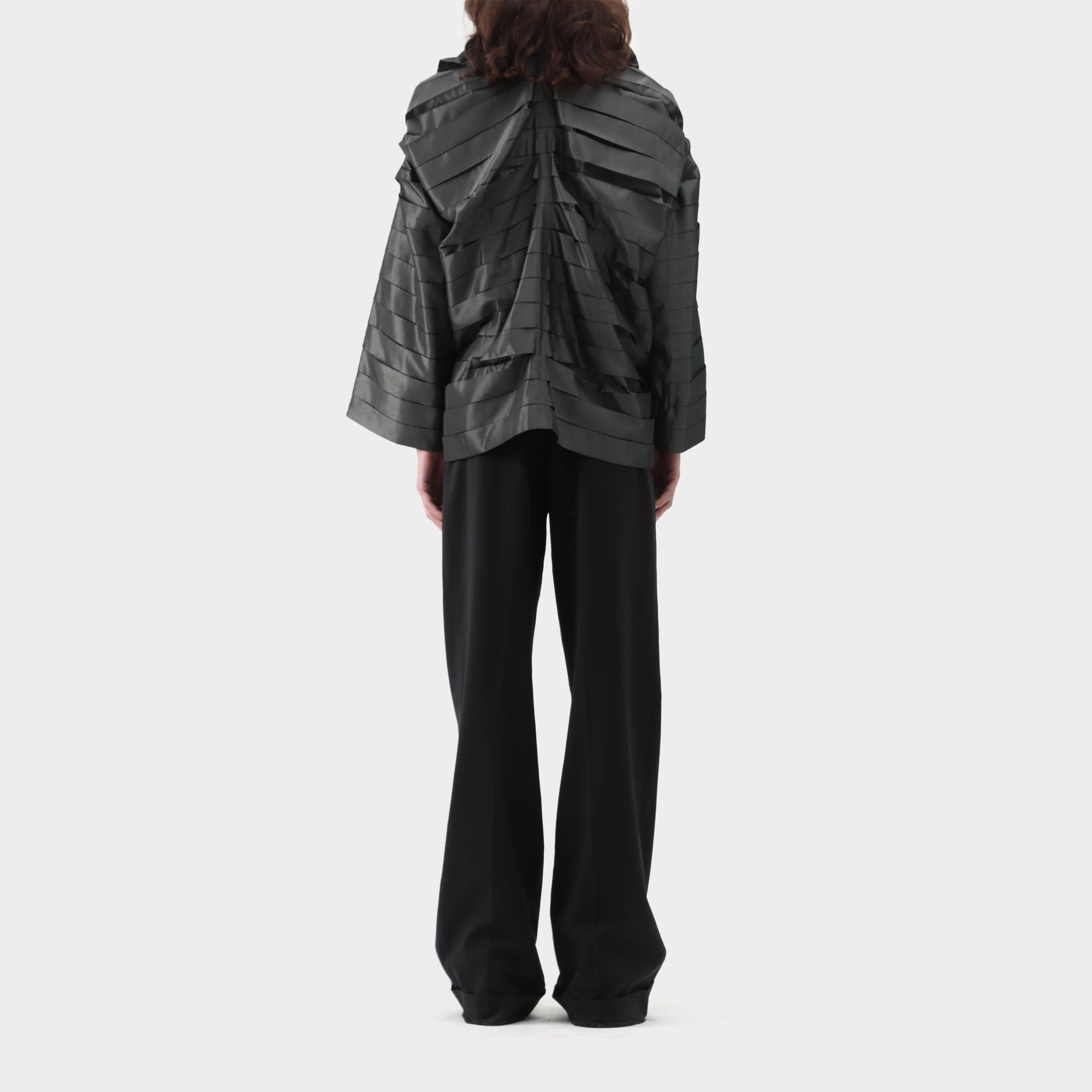 Issey Miyake Metallic Box Pleat Open Jacket