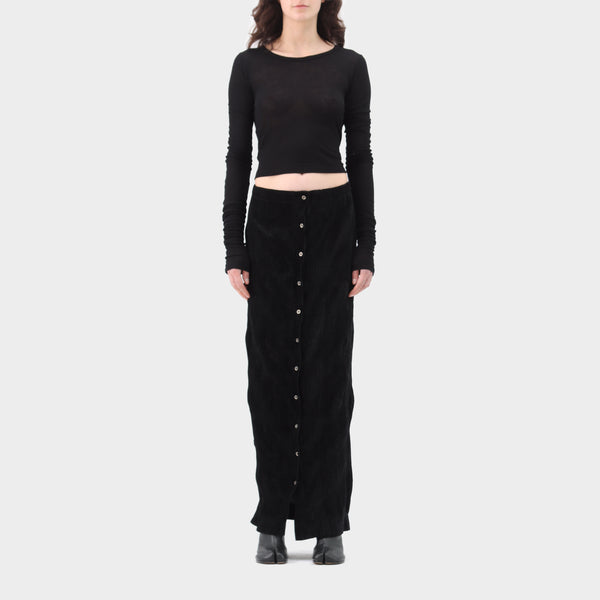 Issey Miyake Velvet Button Column Skirt