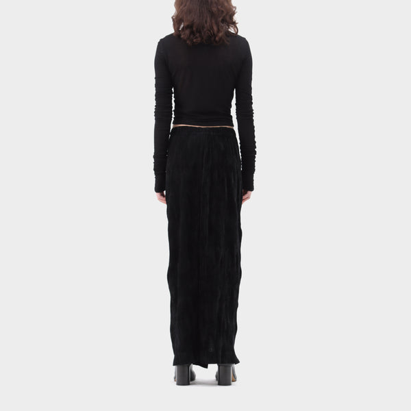 Issey Miyake Velvet Button Column Skirt