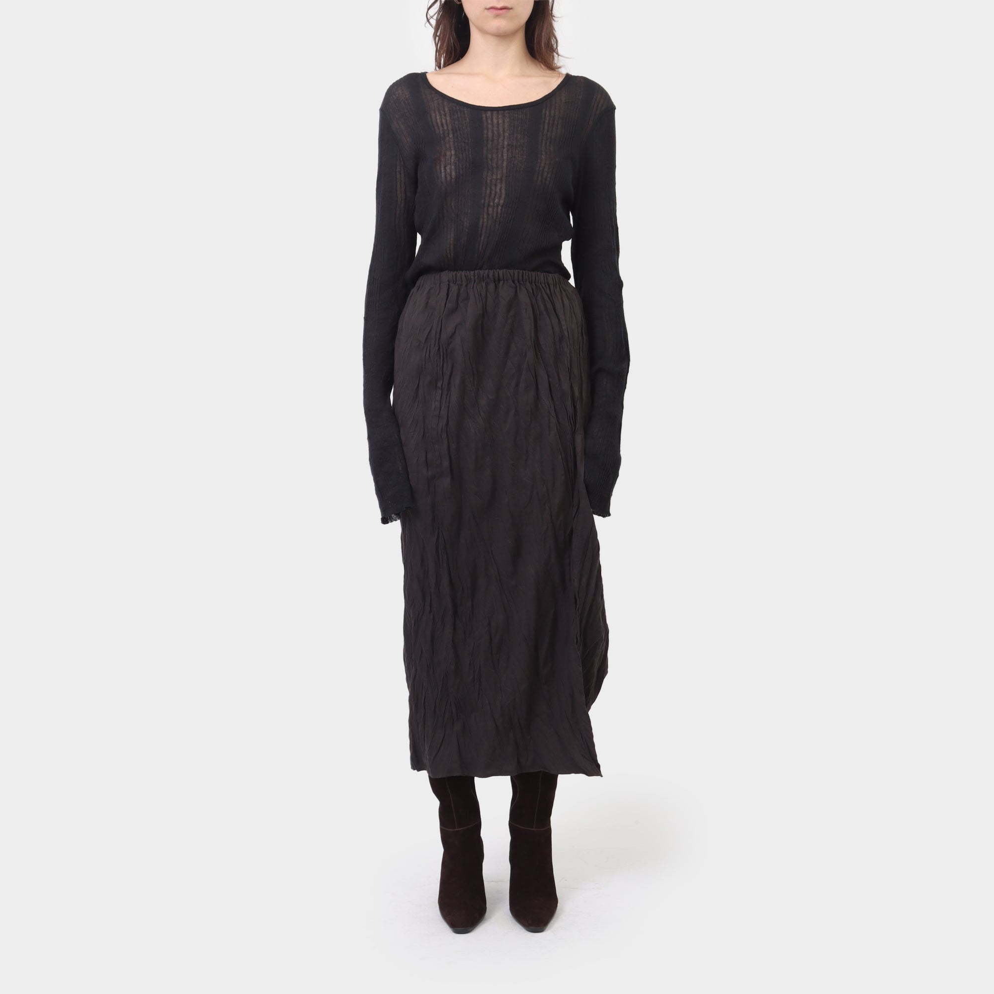 Issey Miyake Crushed Pleat Maxi With Slit