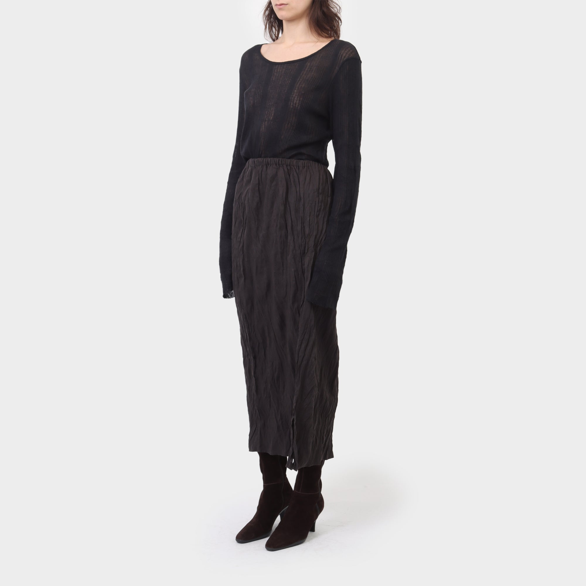 Issey Miyake Crushed Pleat Maxi With Slit