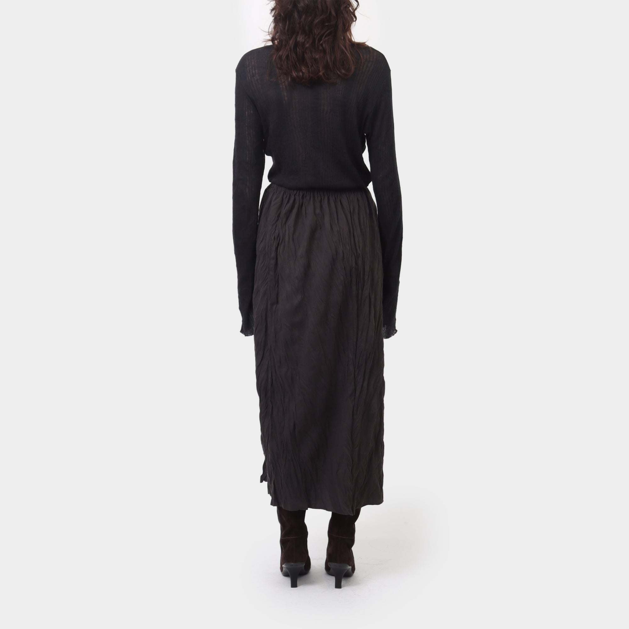 Issey Miyake Crushed Pleat Maxi With Slit