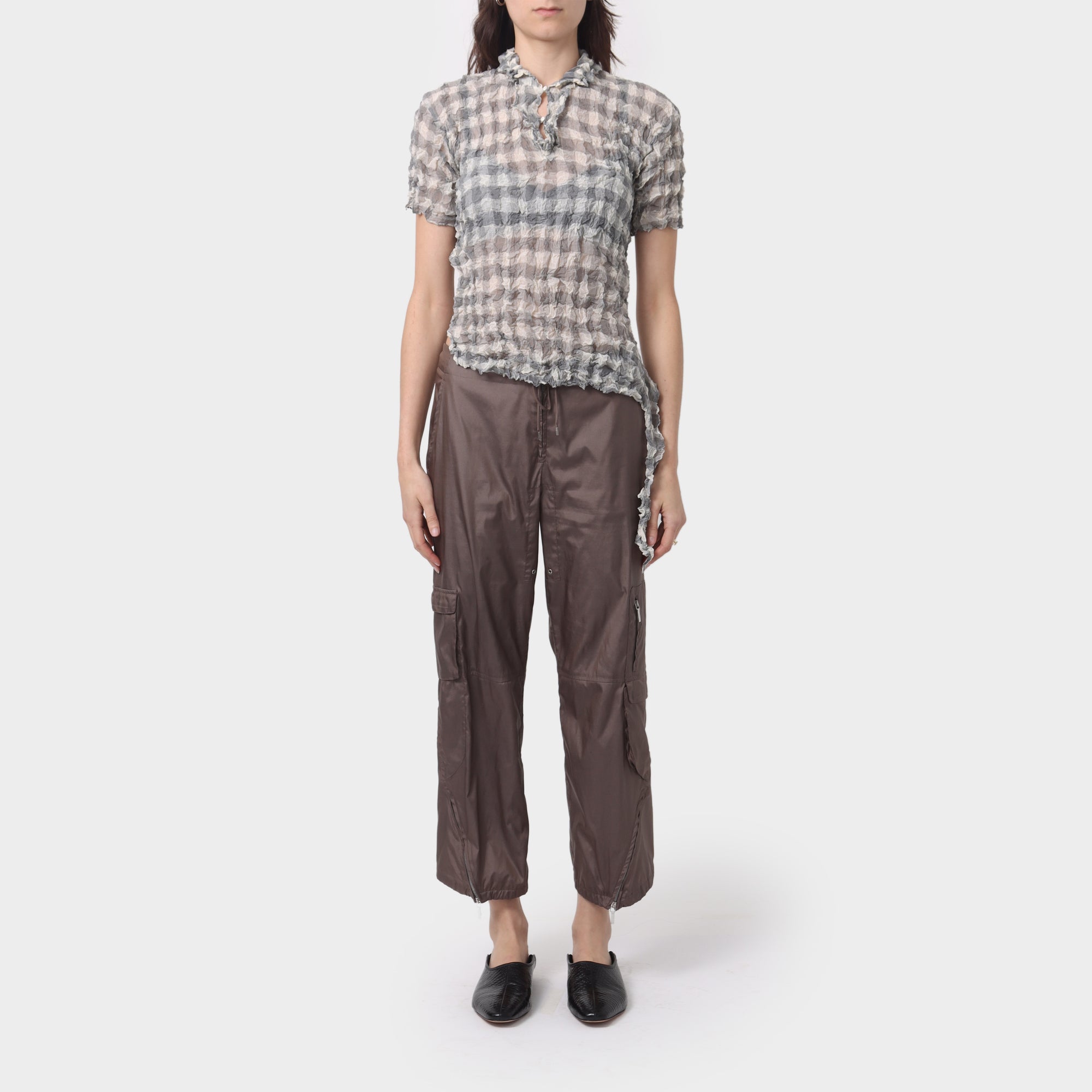Issey Miyake Me Checked Crush Pleat Top