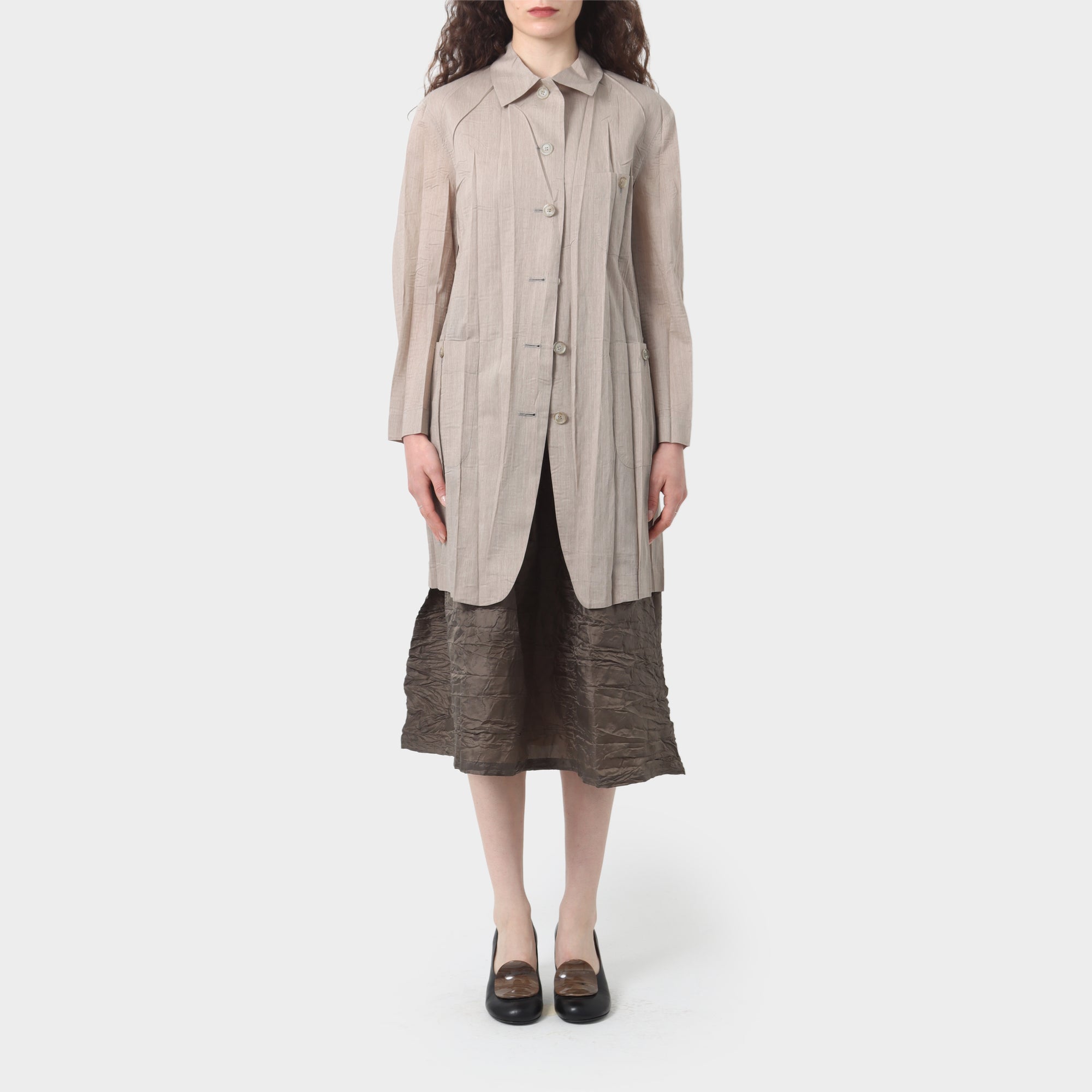 Issey Miyake Crushed Pleat Lightweight Coat