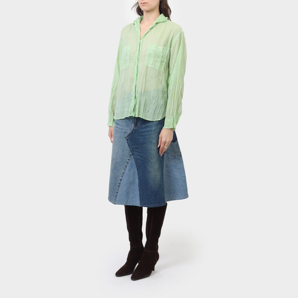 Issey Miyake Sheer Crushed Pleat Button Up