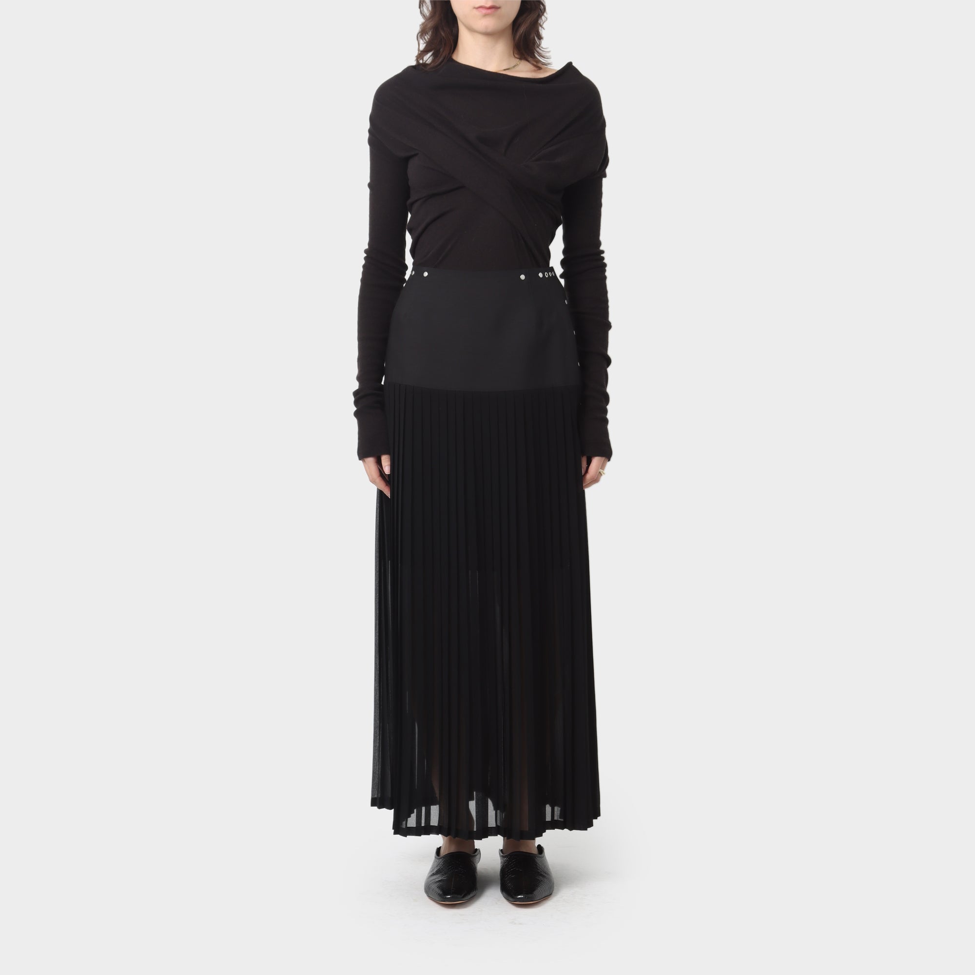 Jean Paul Gaultier Studded Sheer Pleated Skirt