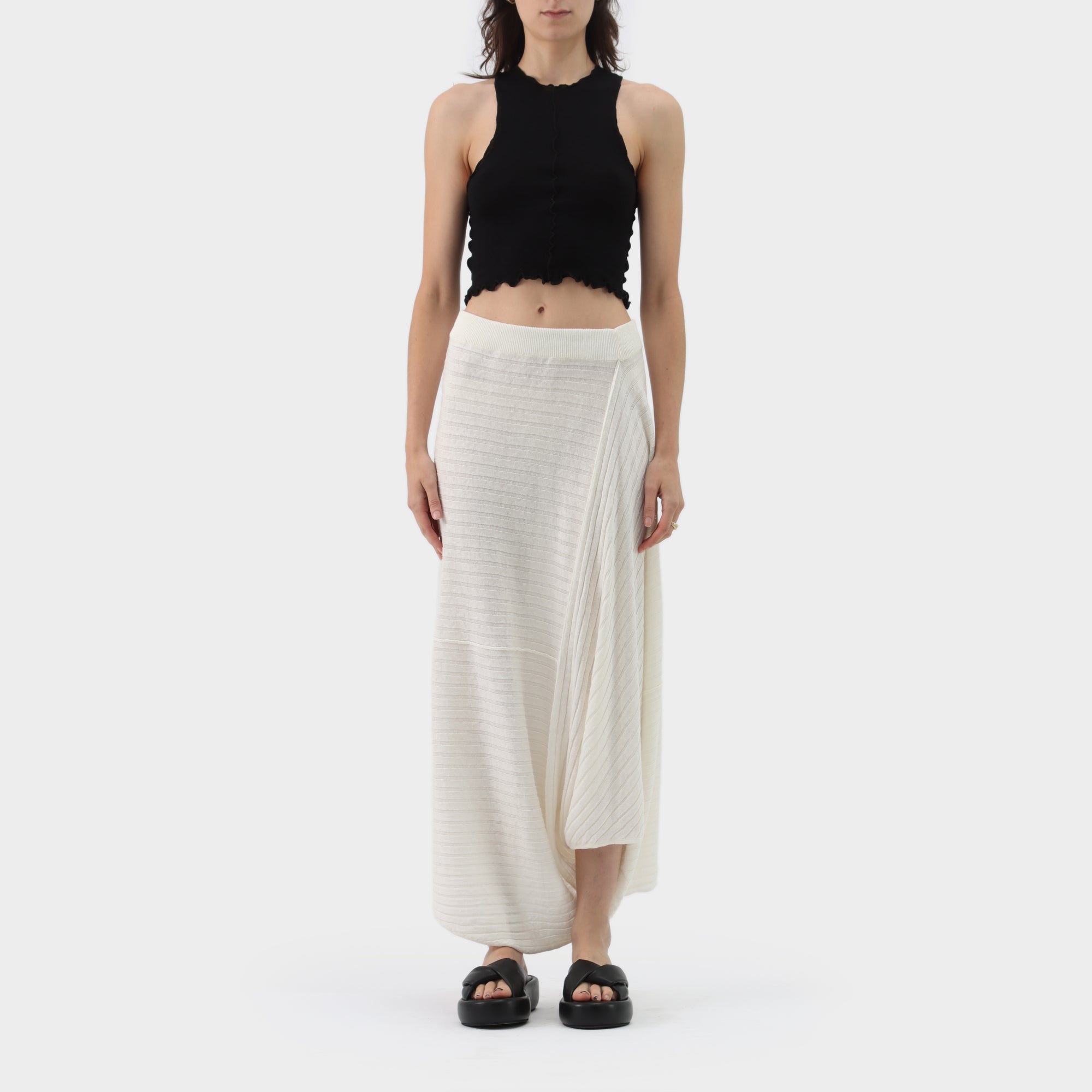 JW Anderson Linen Ribbed Knit Asymmetrical Skirt