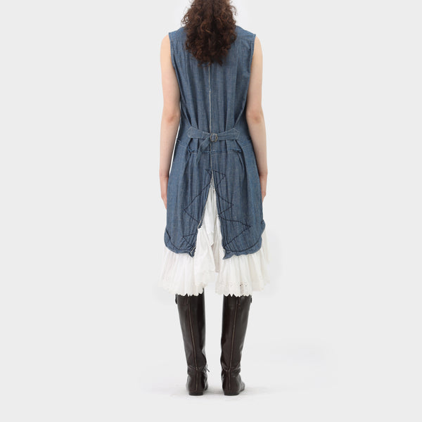 Junya Watanabe Denim Broiderie Ruffle Dress