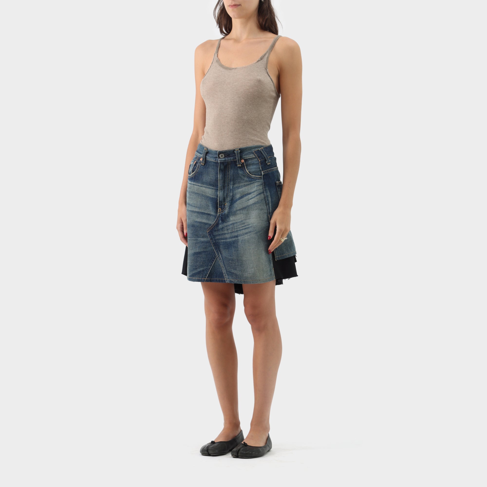 Junya Watanabe Denim Mini Ruffle Skirt