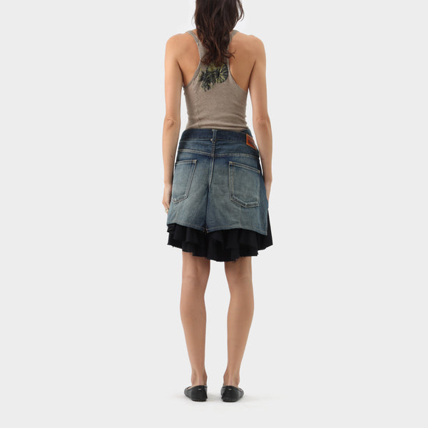 Junya Watanabe Denim Mini Ruffle Skirt