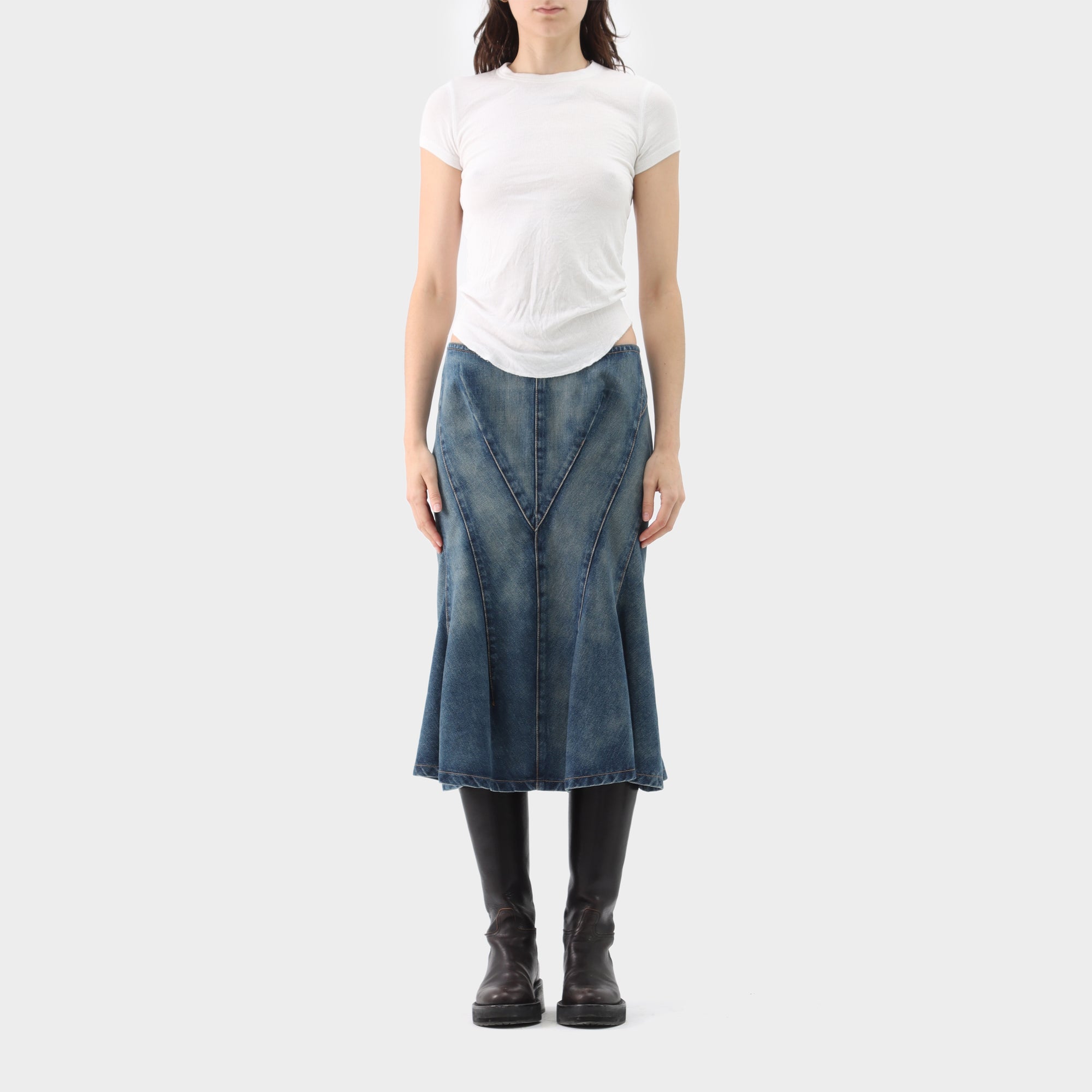 Junya Watanabe Denim Panelled Fishtail Skirt