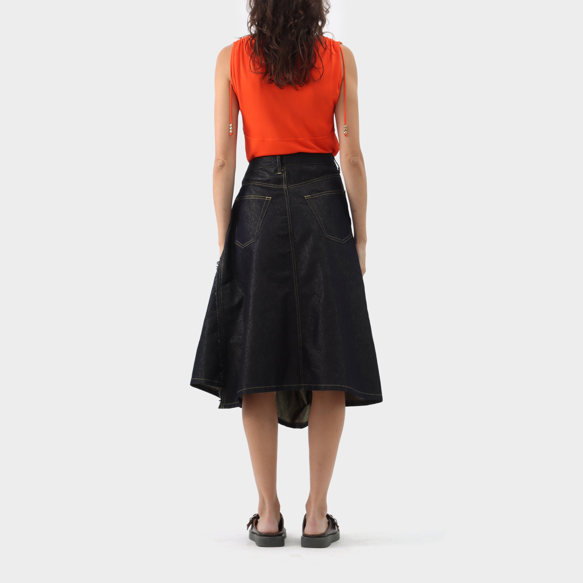 Junya Watanabe Glitter Denim Fold Over Skirt