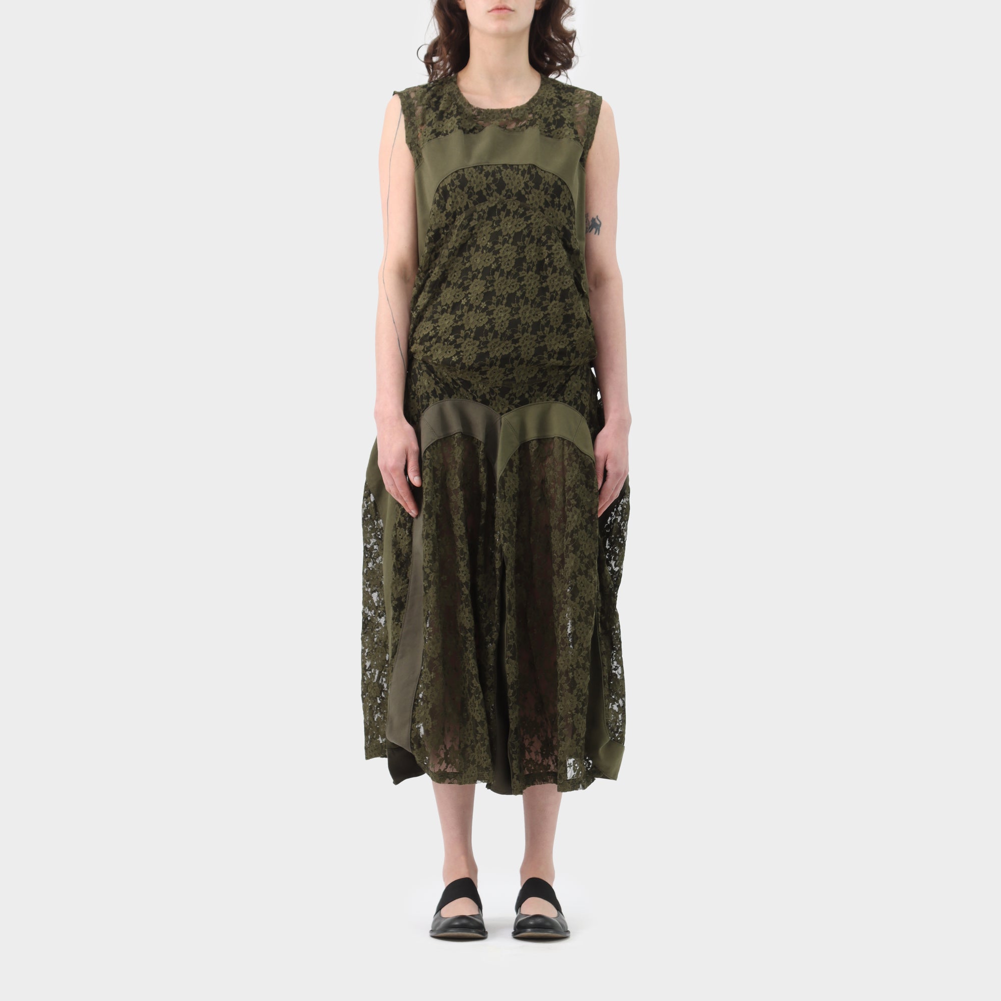 Junya Watanabe Canvas Panelled Floral Lace Dress