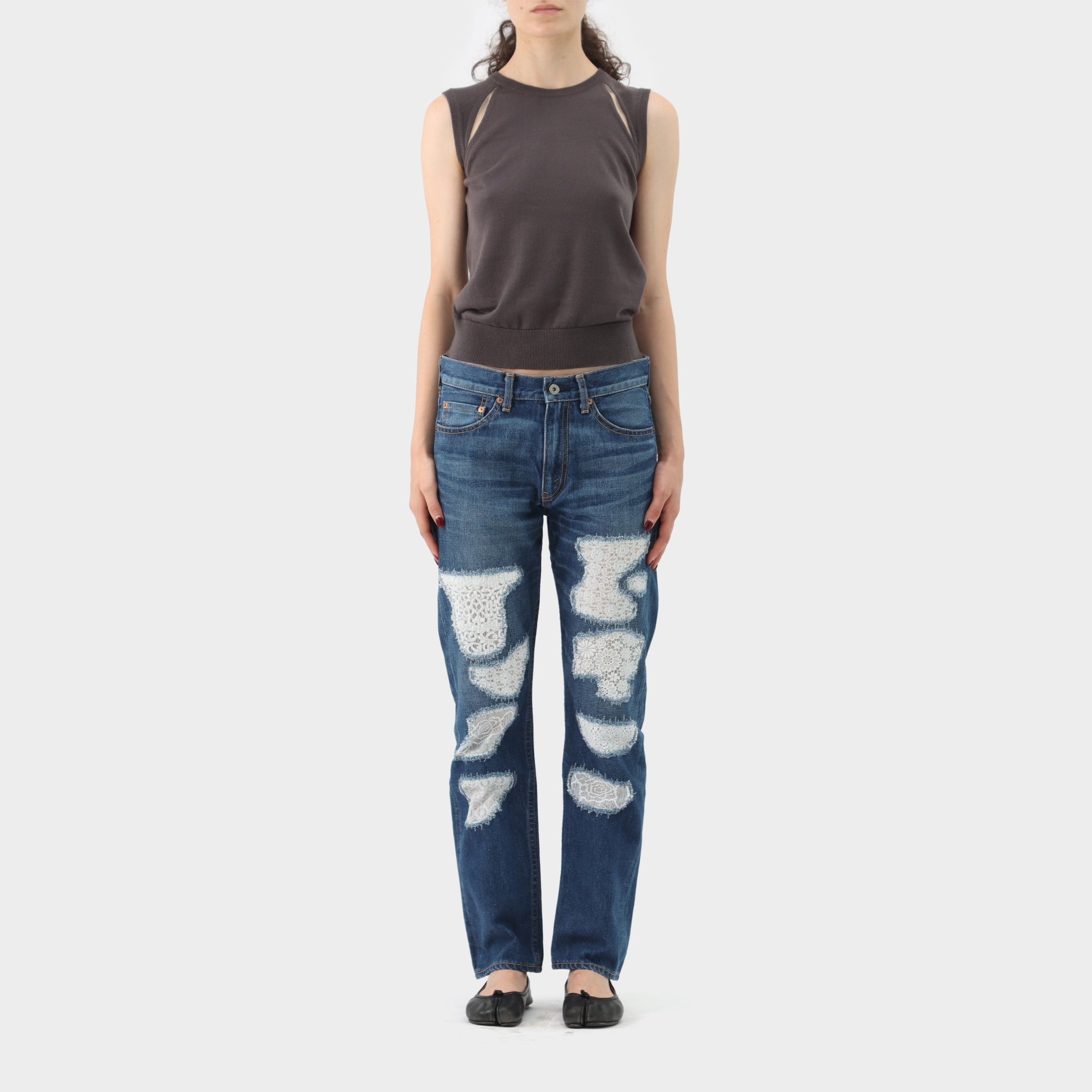 Junya Watanabe Lace Patchwork Denim Jeans