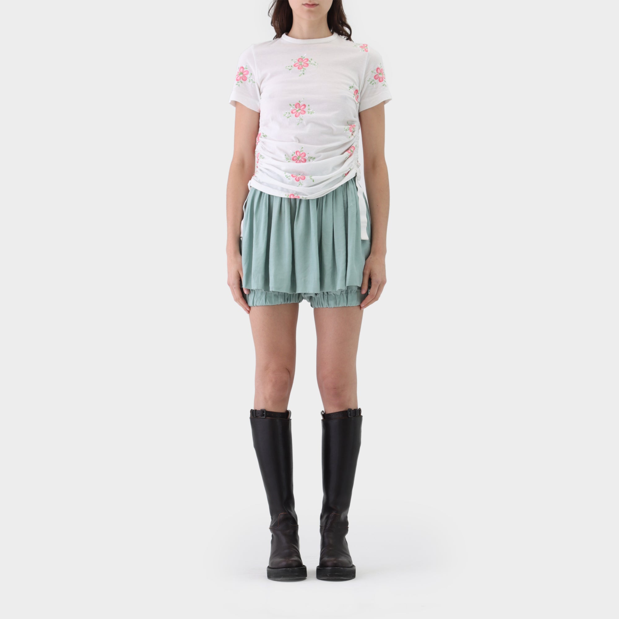 Junya Watanabe floral embroidered ruched t-shirt