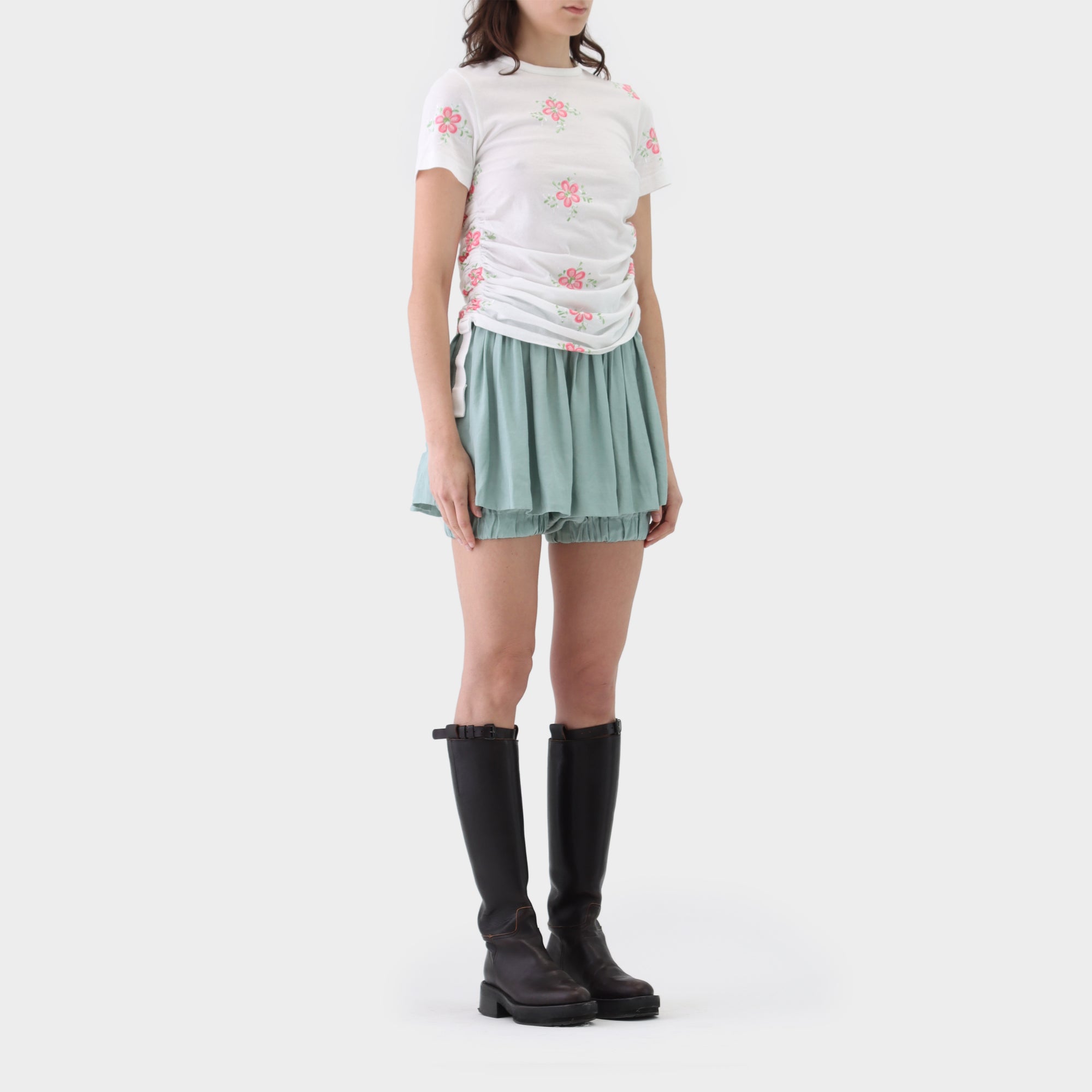 Junya Watanabe floral embroidered ruched t-shirt