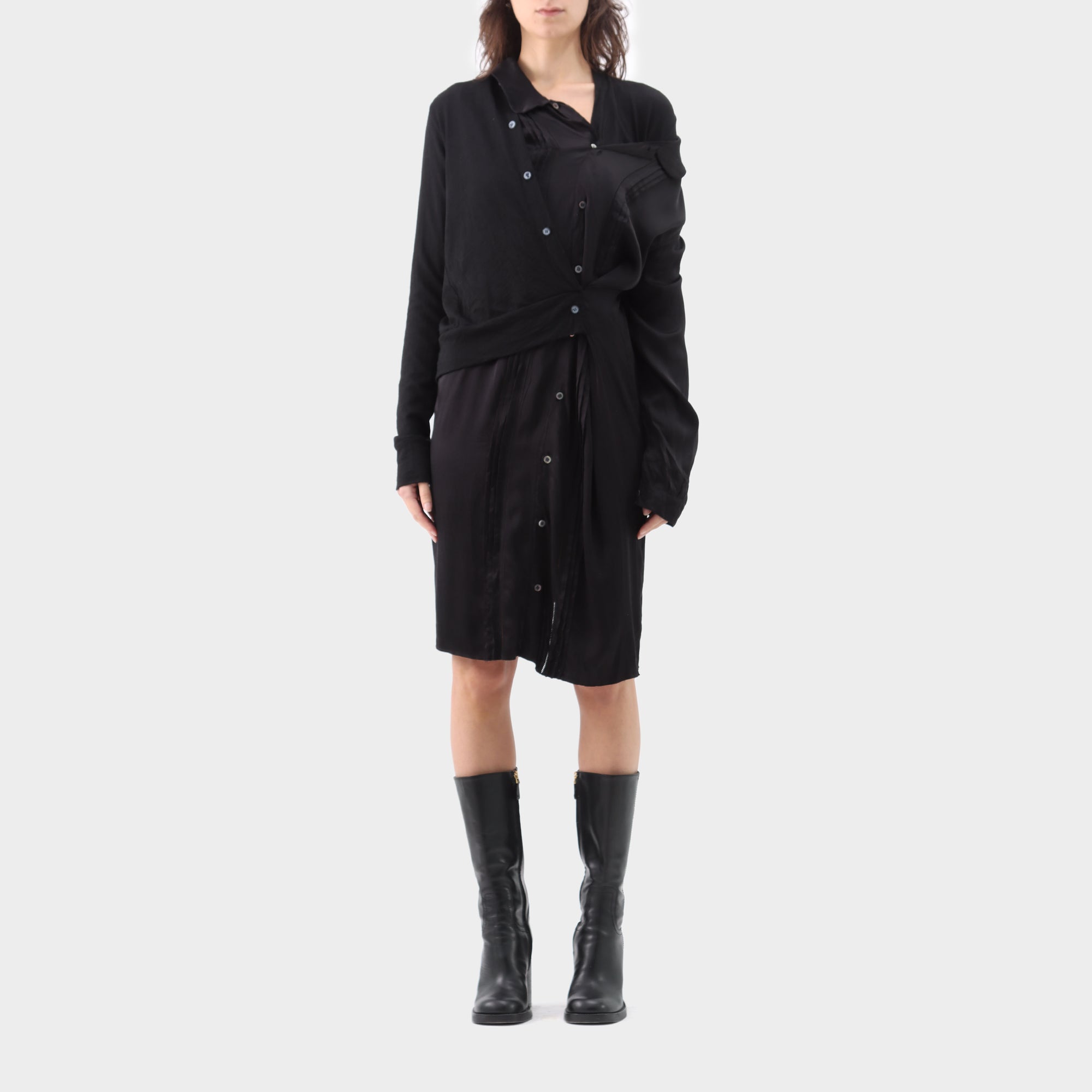 Black Junya Watanabe Tiered Deconstructed Dress