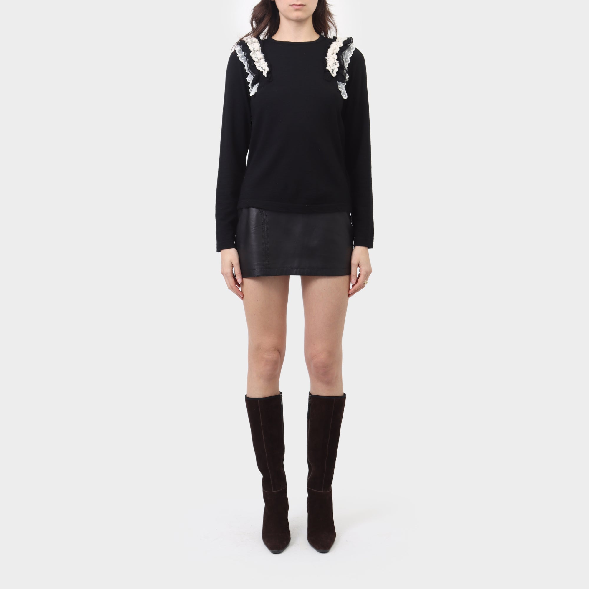 Junya Watanabe MAN Wool Long Sleeve with Lace Ruffle
