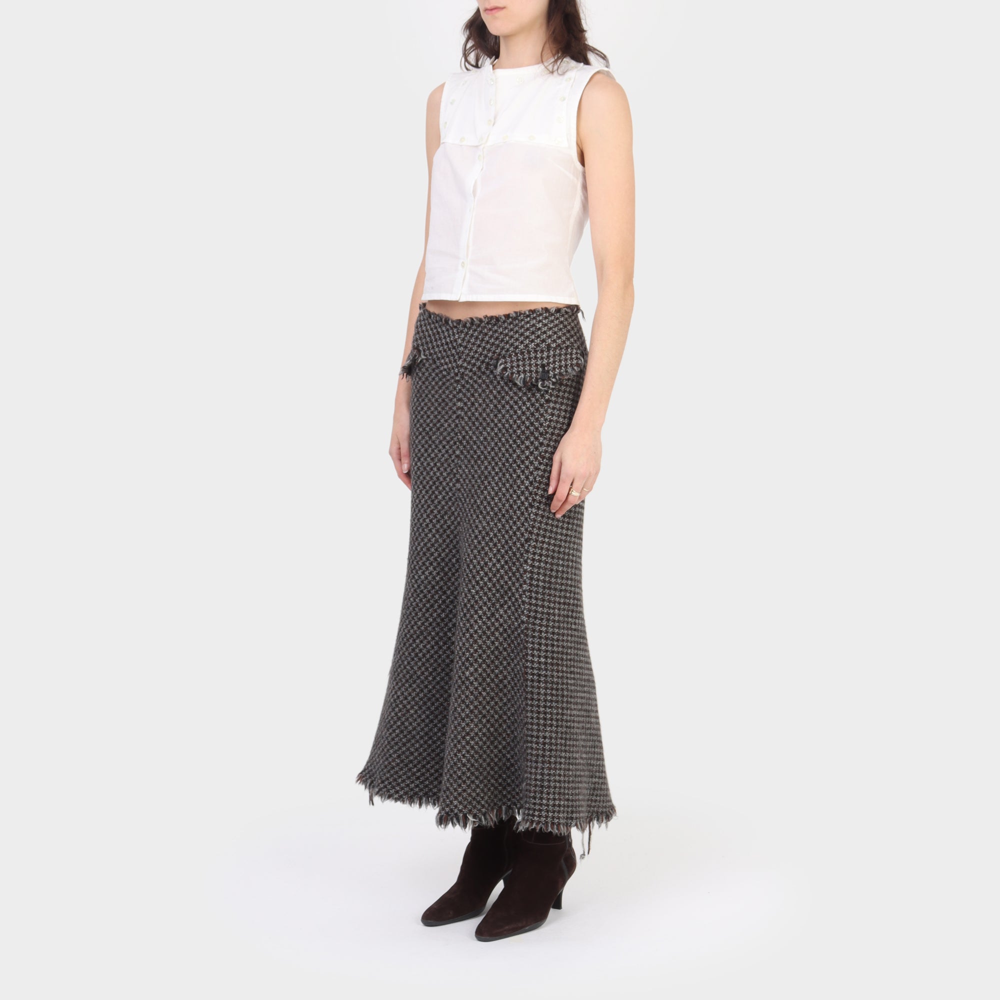 Junya Watanabe Wool Tweed Maxi Skirt