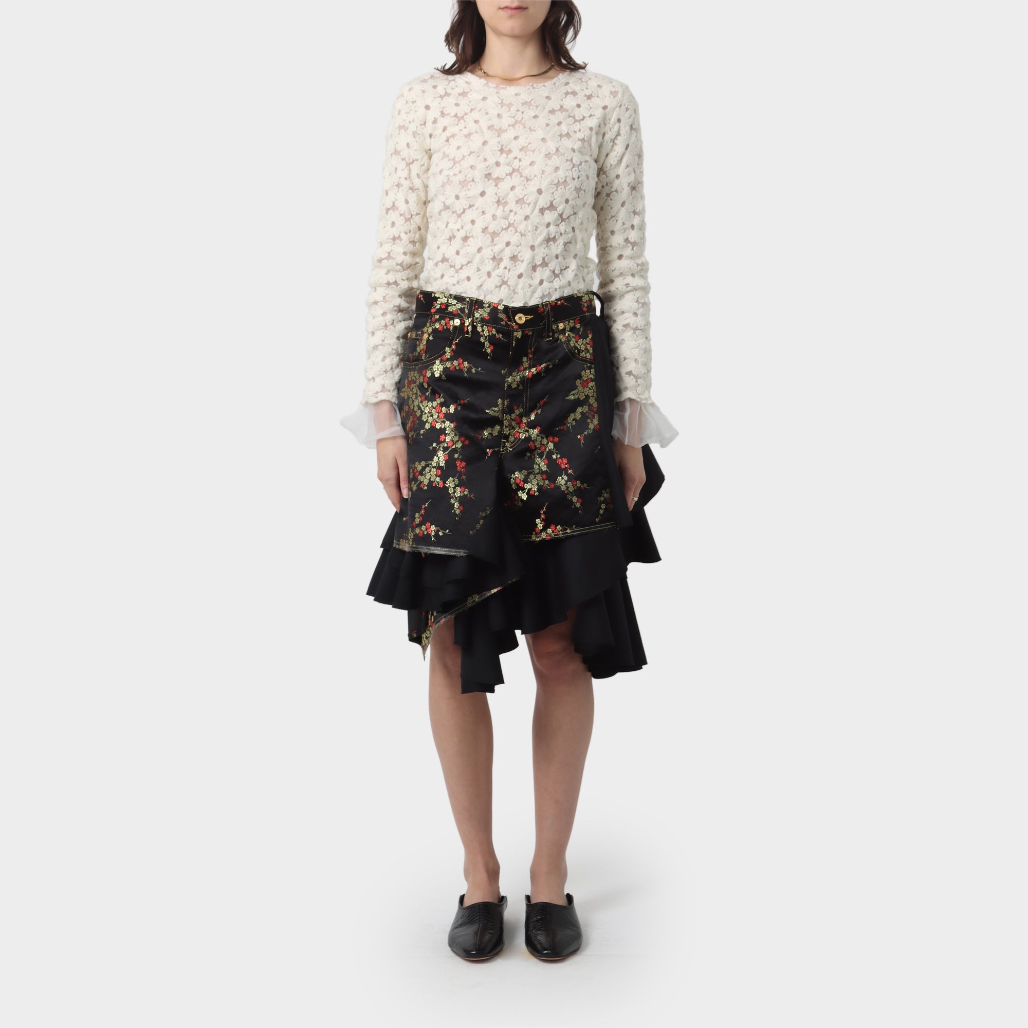 Junya Watanabe Floral Ruffle Tiered Skirt