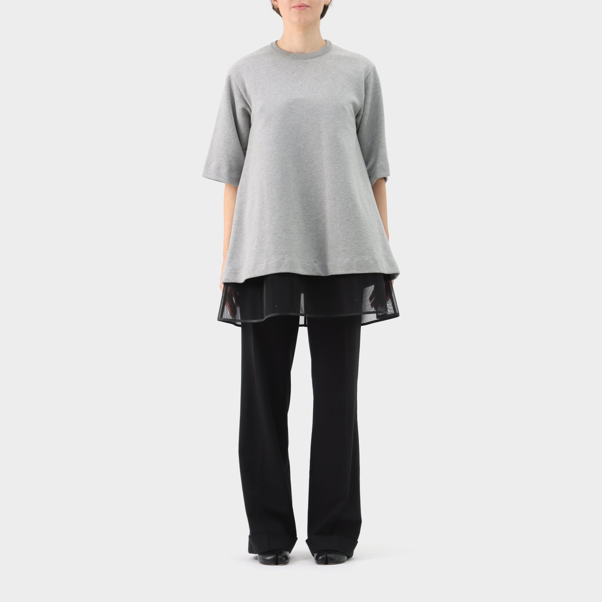 Maison Margiela Layered Sweater & Mesh A-line Mini Dress