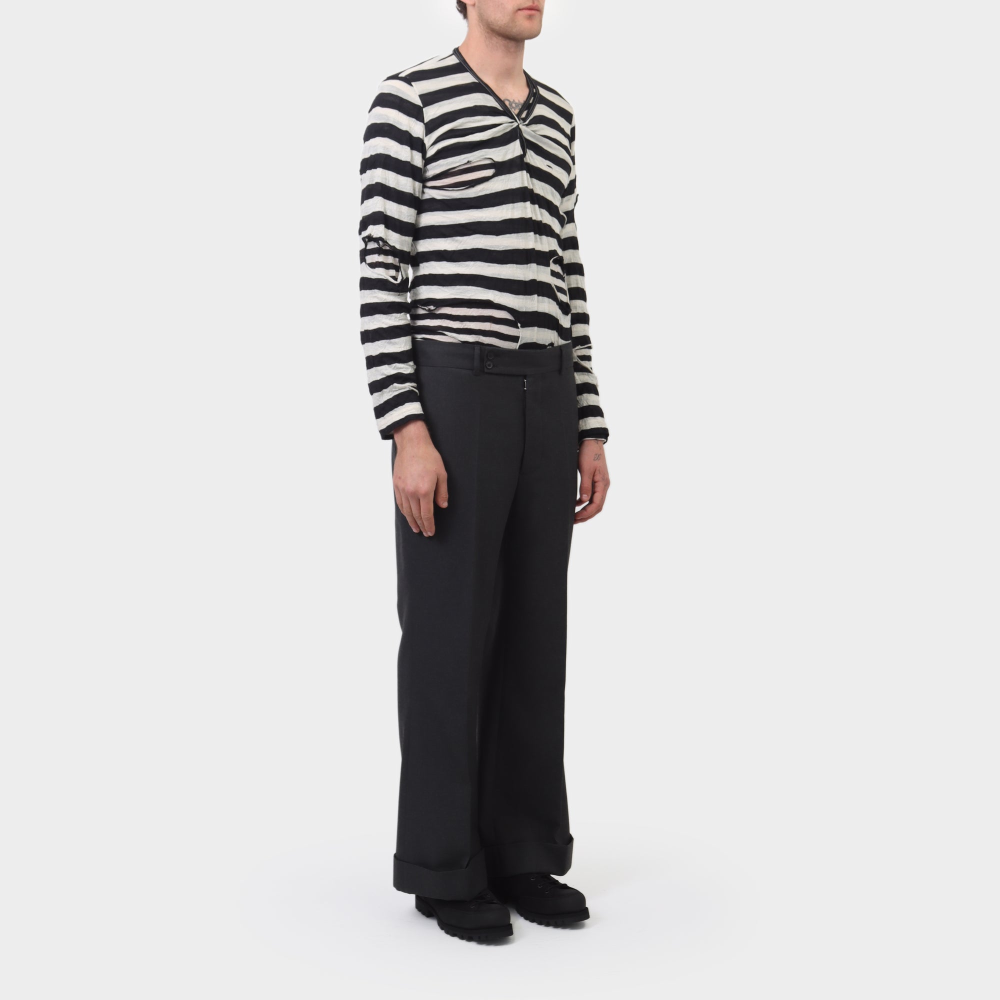 Maison Margiela Wide Leg Middle Pleat Trousers