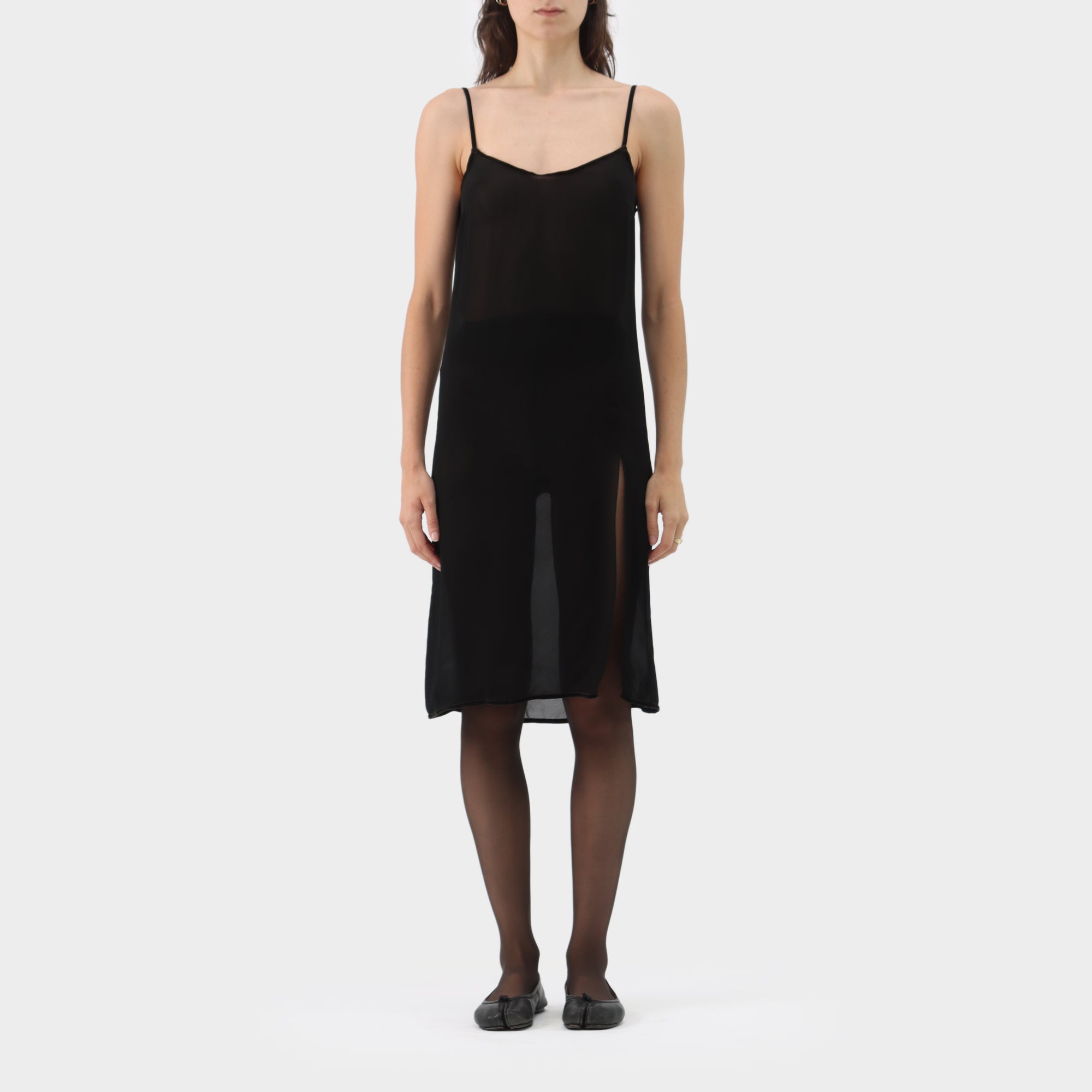 Miu Miu Sheer High Slit Slip Dress
