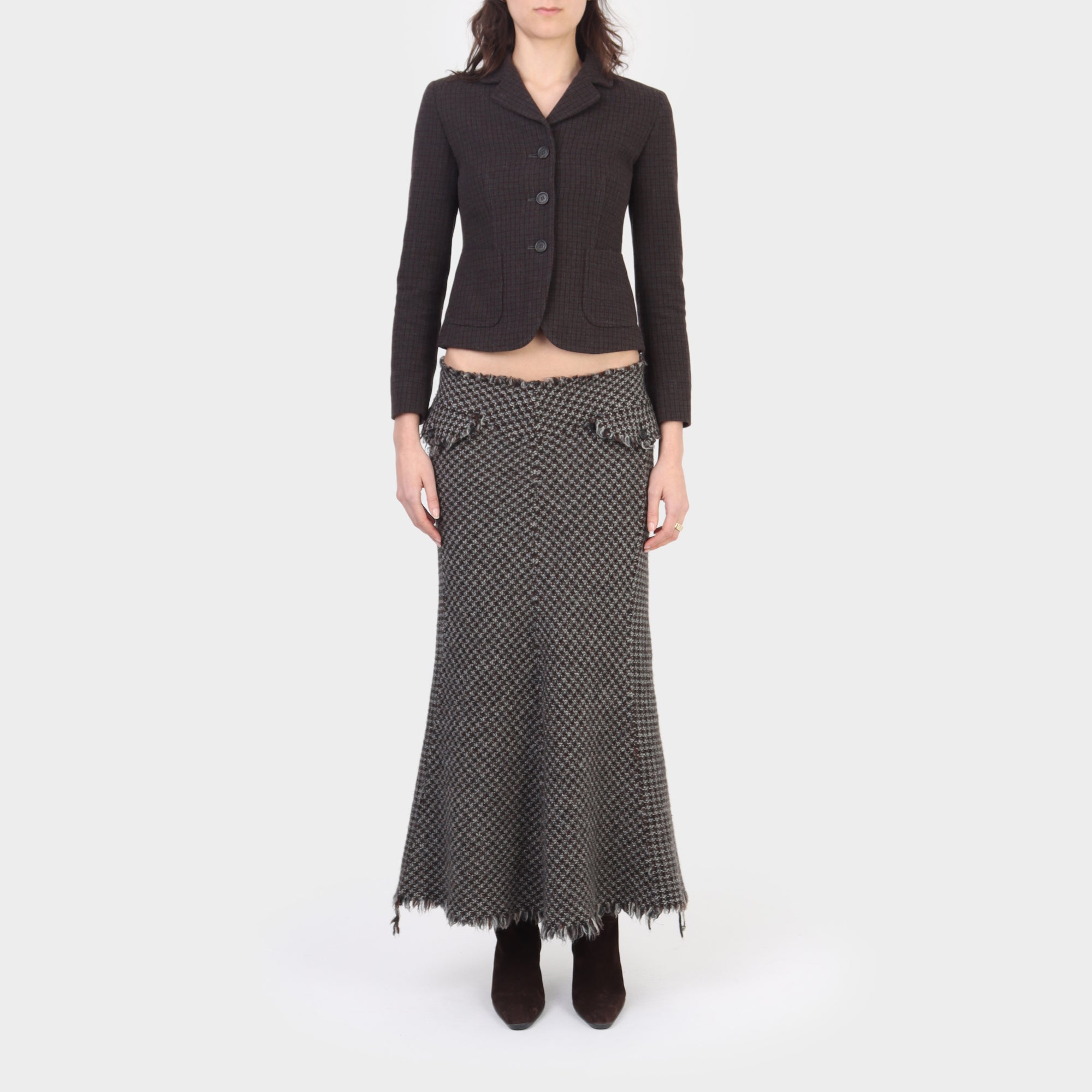 Miu Miu Wool/Cashmere Fitted Check Jacket