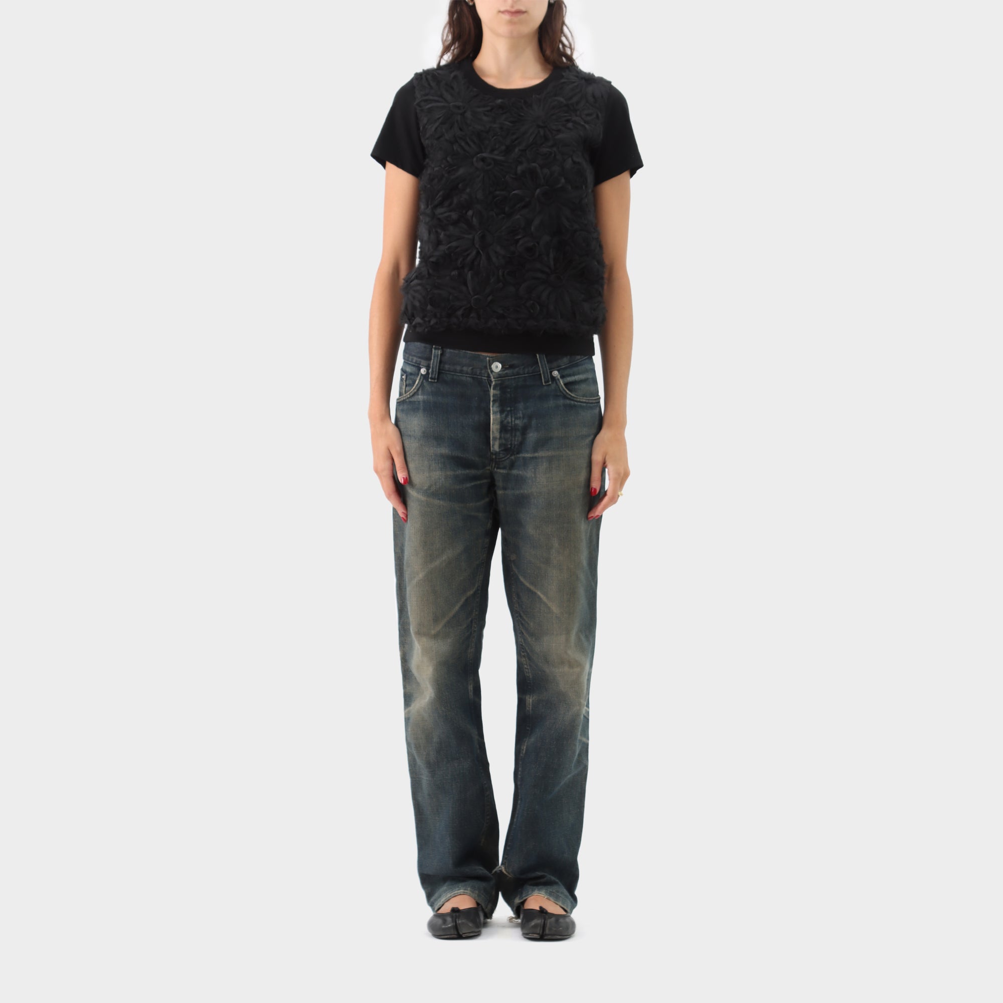 Noir Kei Ninomiya Flower Layered T-Shirt