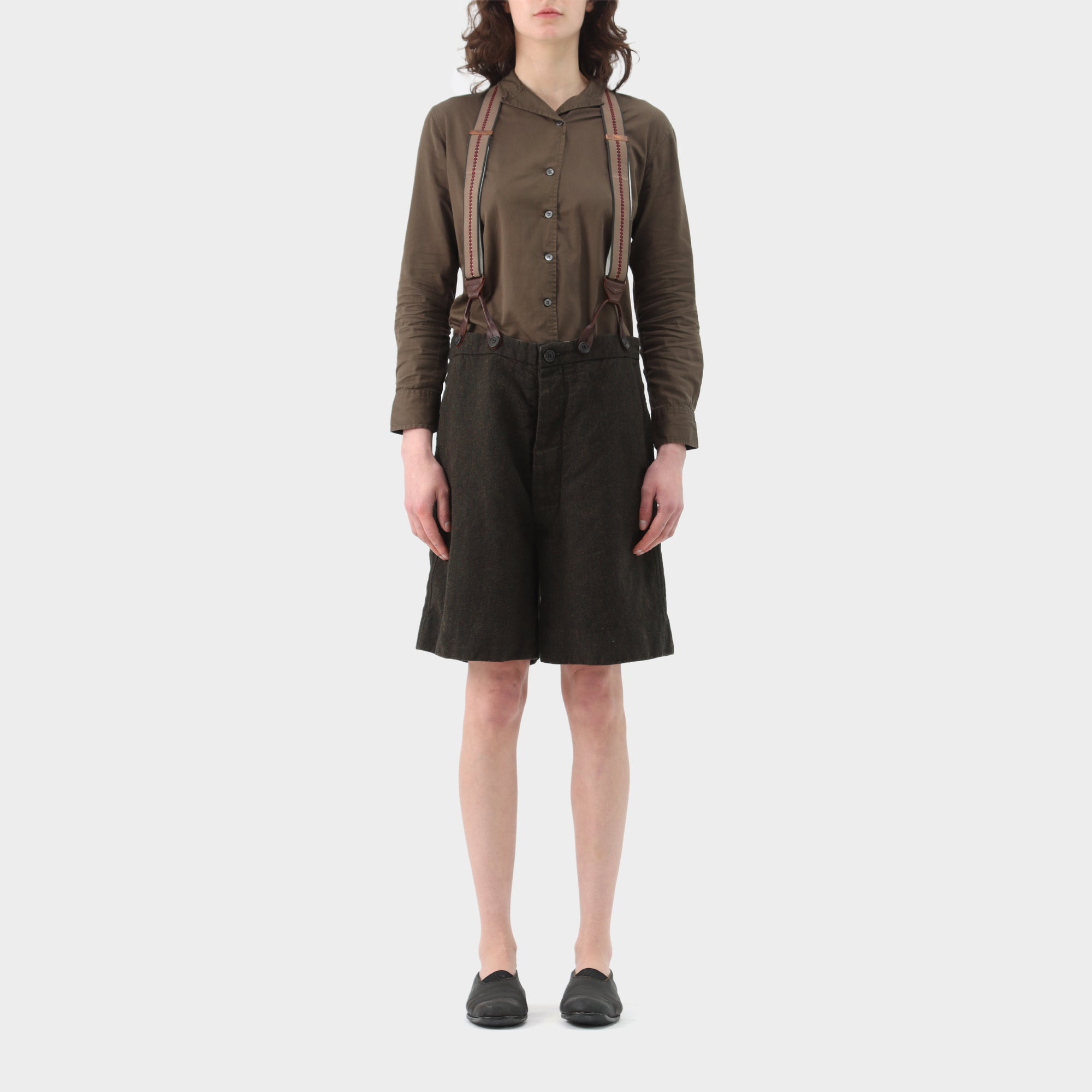 Paul Harnden Shoemakers Wool Linen Suspender Shorts