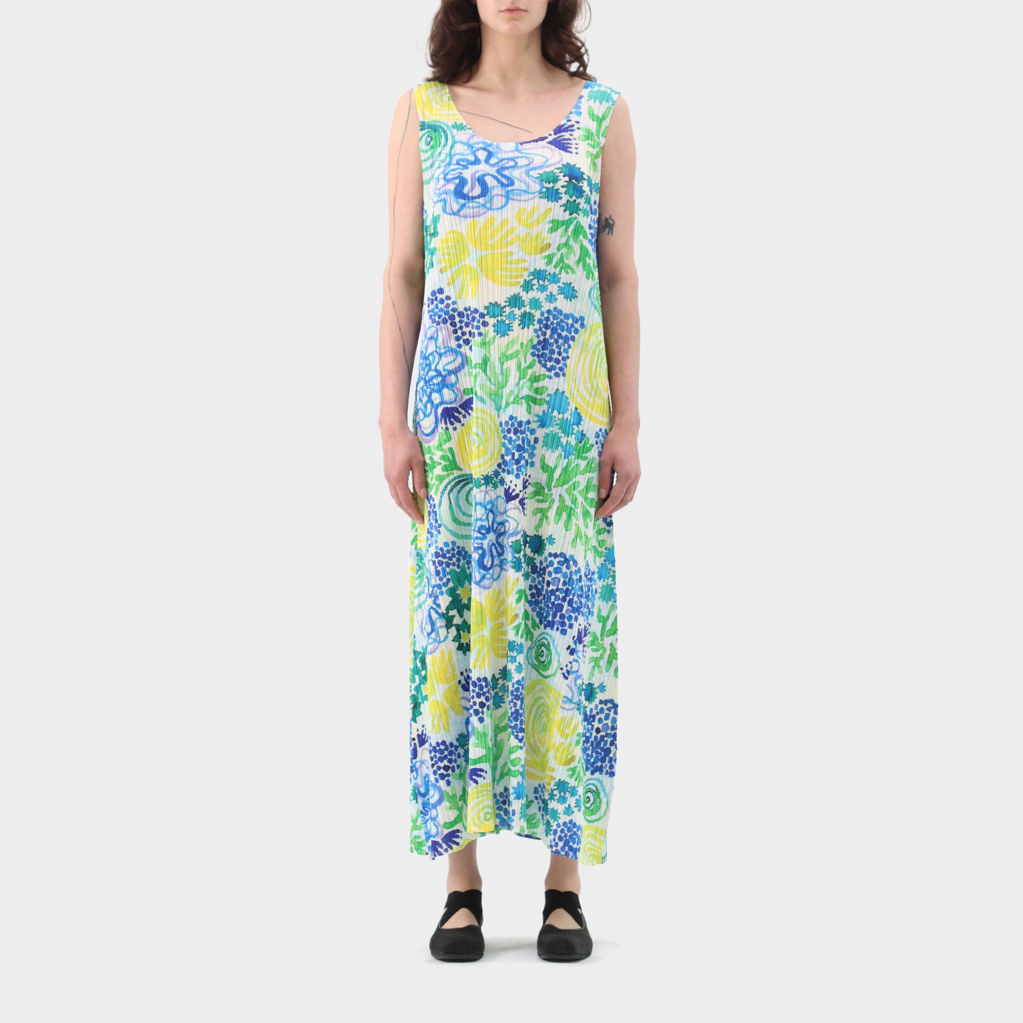 Pleats Please Printed Pleat Maxi Dress