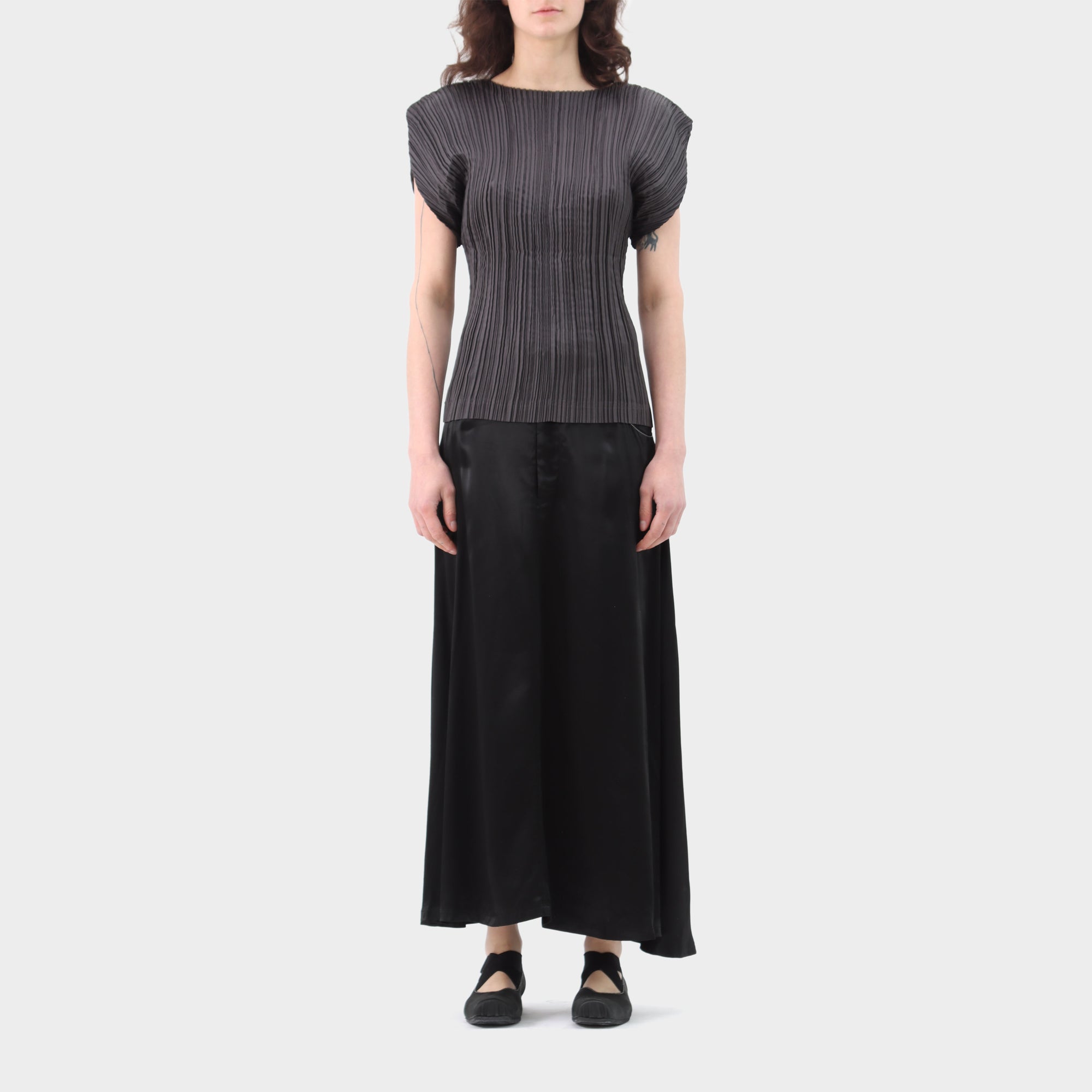 Issey Miyake Pleated Cap Sleeve Top