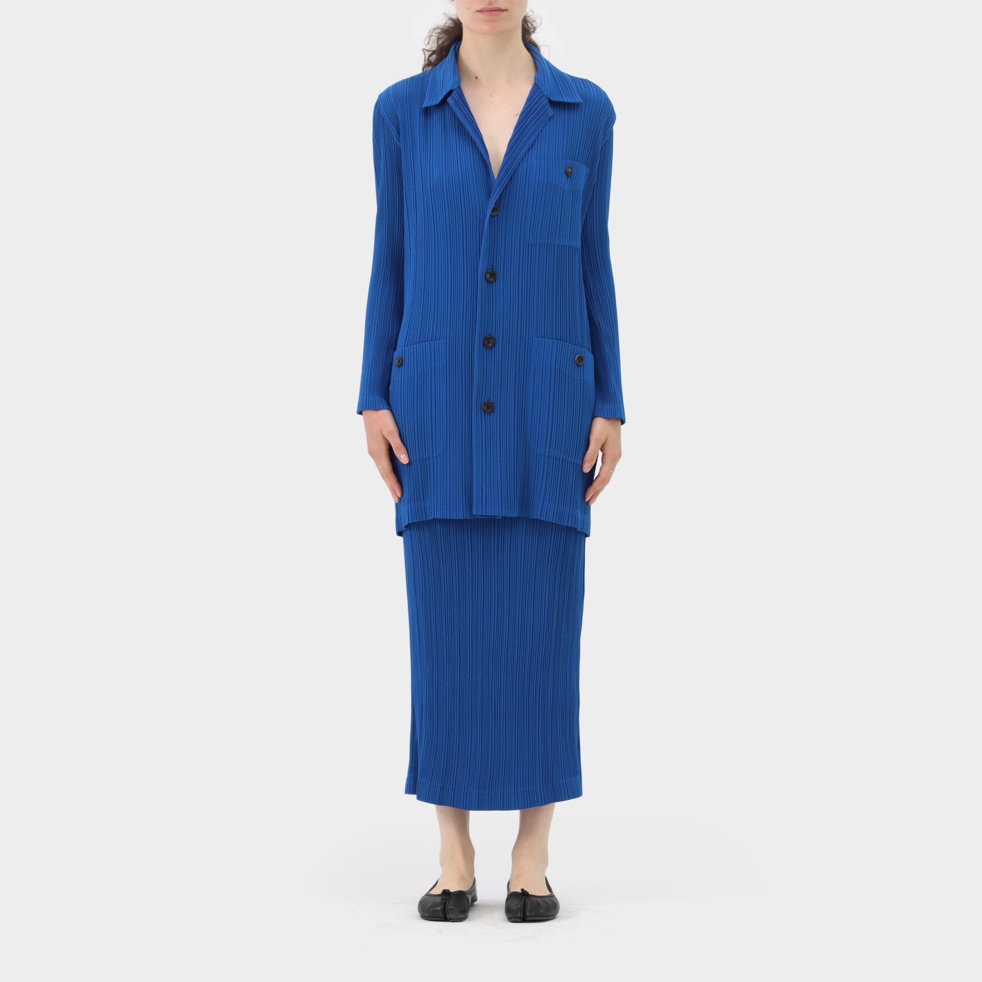 Issey Miyake Pleated Jacket & Skirt Set