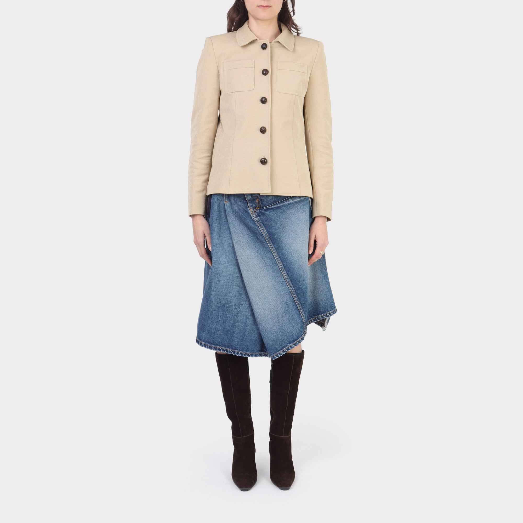 Prada Cotton Drill Jacket with Wooden Buttons