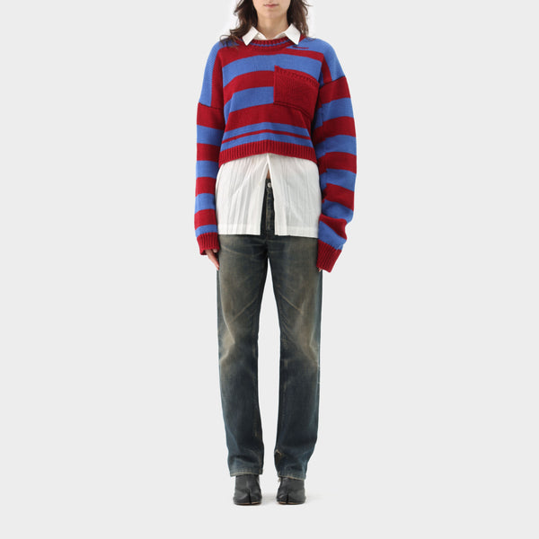 Raf Simons Stripe Wool Cropped Knit