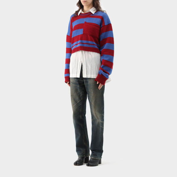 Raf Simons Stripe Wool Cropped Knit