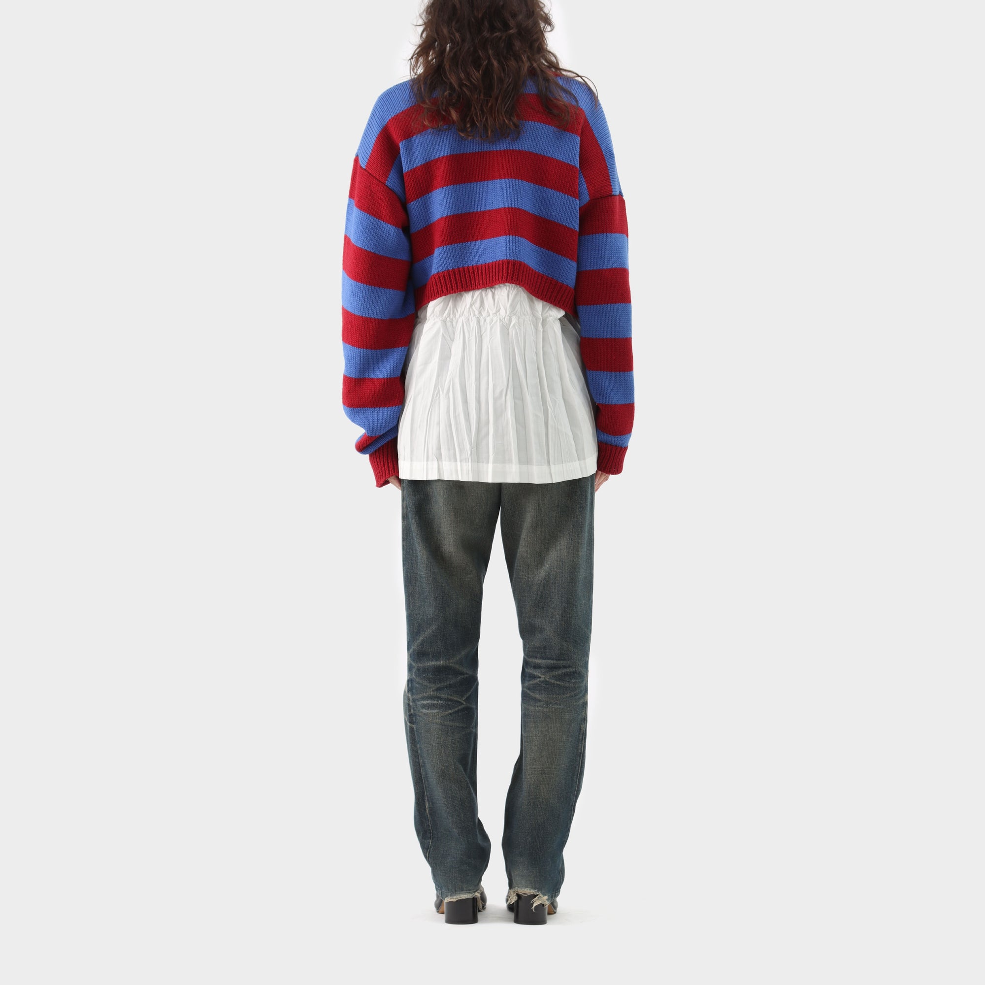 Raf Simons Stripe Wool Cropped Knit