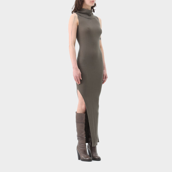 Rick Owens wool jersey roll neck dress