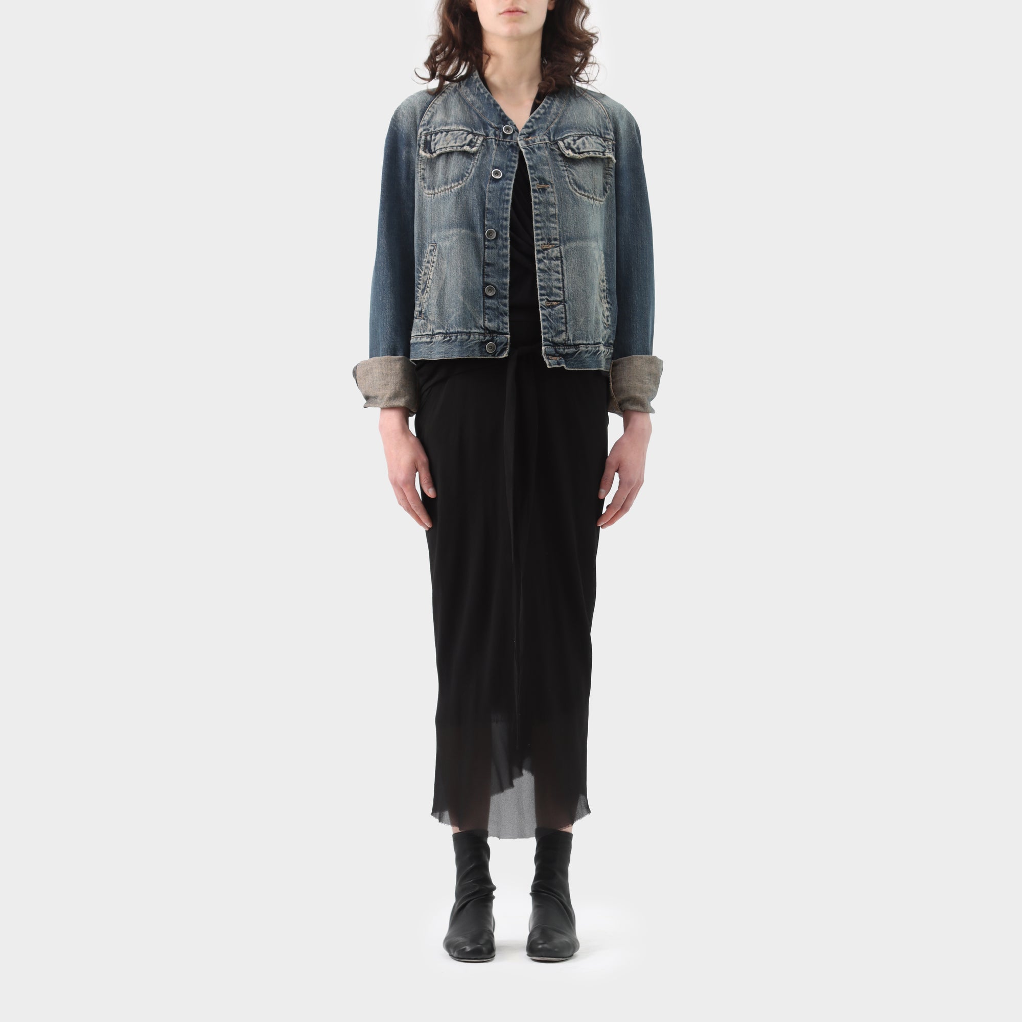 Rick Owens DRKSHDW Collarless Denim Jacket